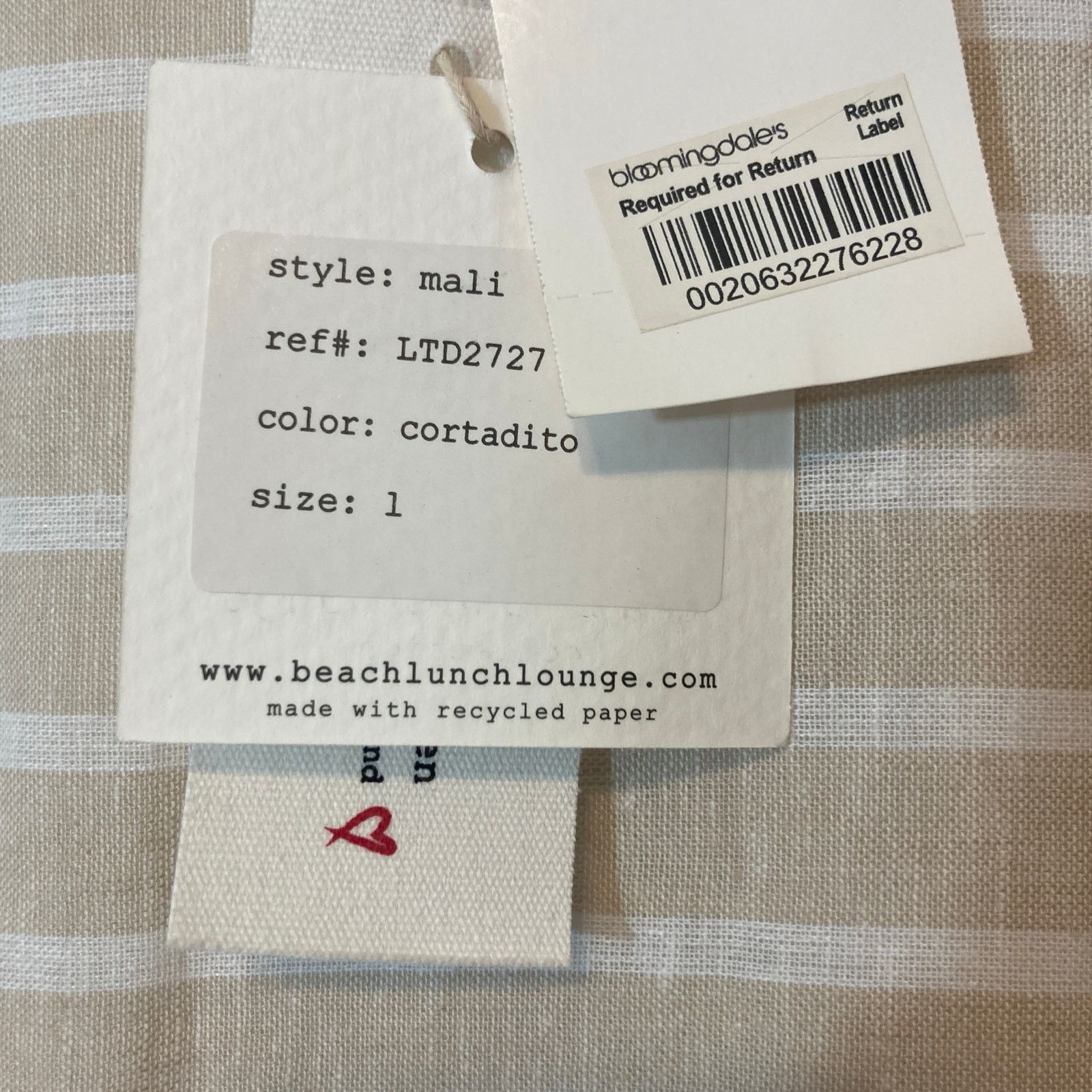 Other NWT BeachLunchLounge Linen Blend Tan White Stripes Dress Size L / US 10 / IT 46 - 9 Thumbnail