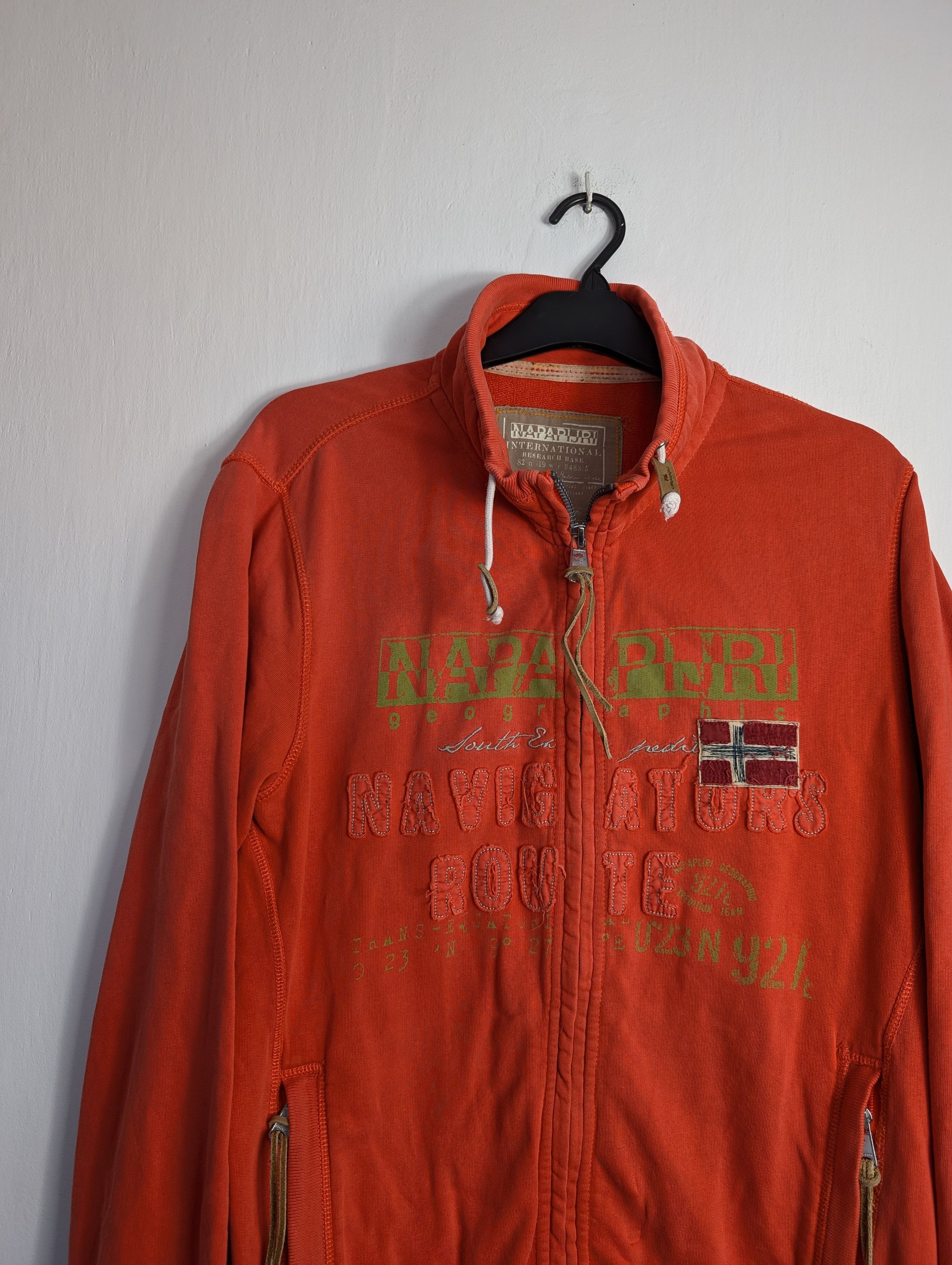Napapijri × Vintage Vintage Napajiri Zip Up Sweatshirt Orange Size US XL / EU 56 / 4 - 2 Thumbnail