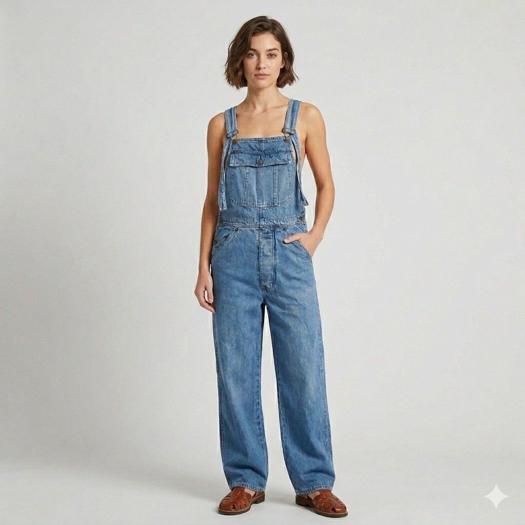 Guess Vintage Guess Straight Leg Denim Bib Overalls - XS/S Size 28" / US 6 / IT 42 - 1 Thumbnail