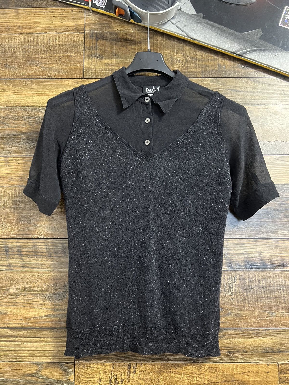 Dolce & Gabbana DOLCE & GABBANA LACE Glitter T-shirt Blouses Polo Shirt Size M / US 6-8 / IT 42-44 - 2 Thumbnail