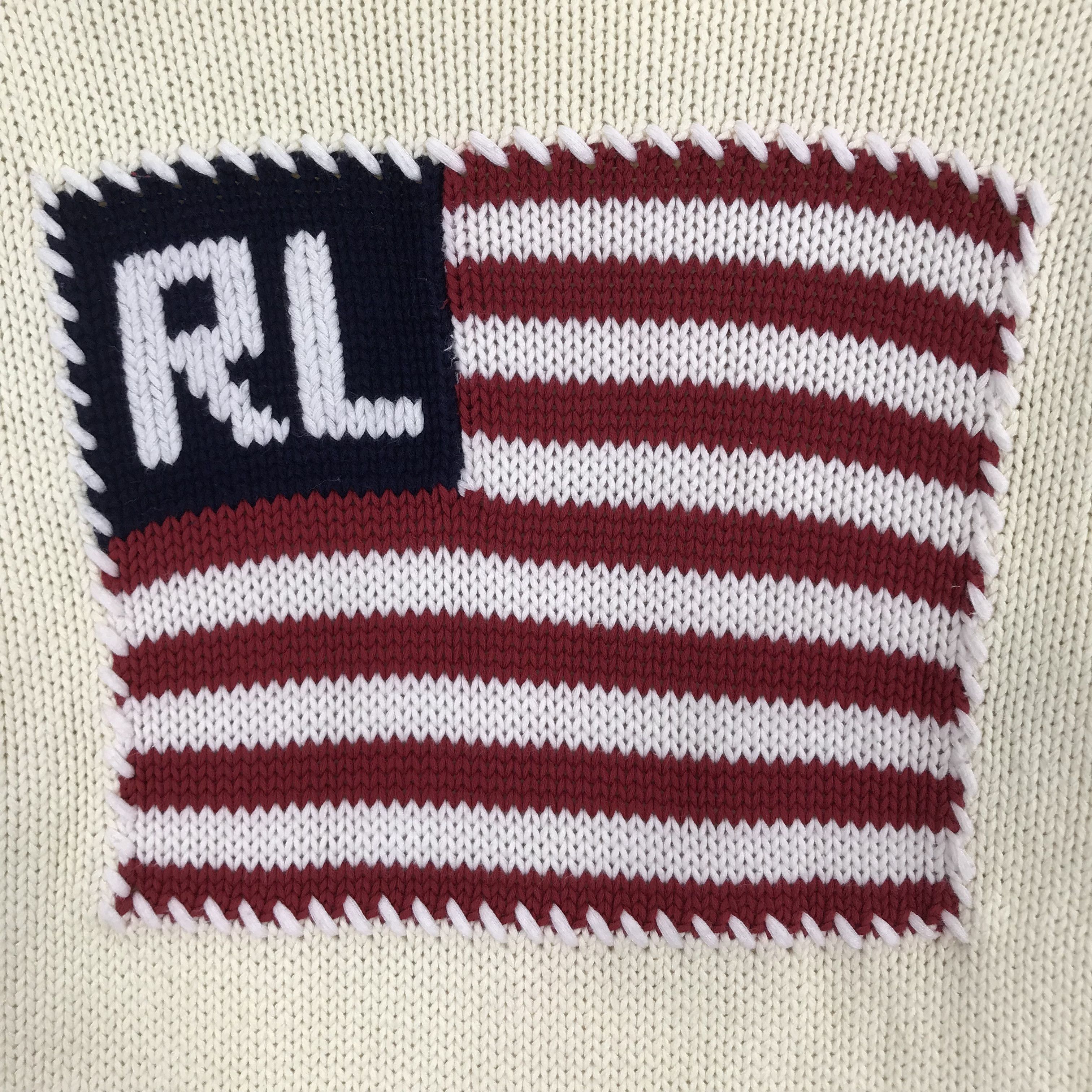 Polo Ralph Lauren × Ralph Lauren × Vintage Vintage Polo Ralph Lauren Cable Knit RL Flag Logo Sweater Size S / US 4 / IT 40 - 5 Thumbnail