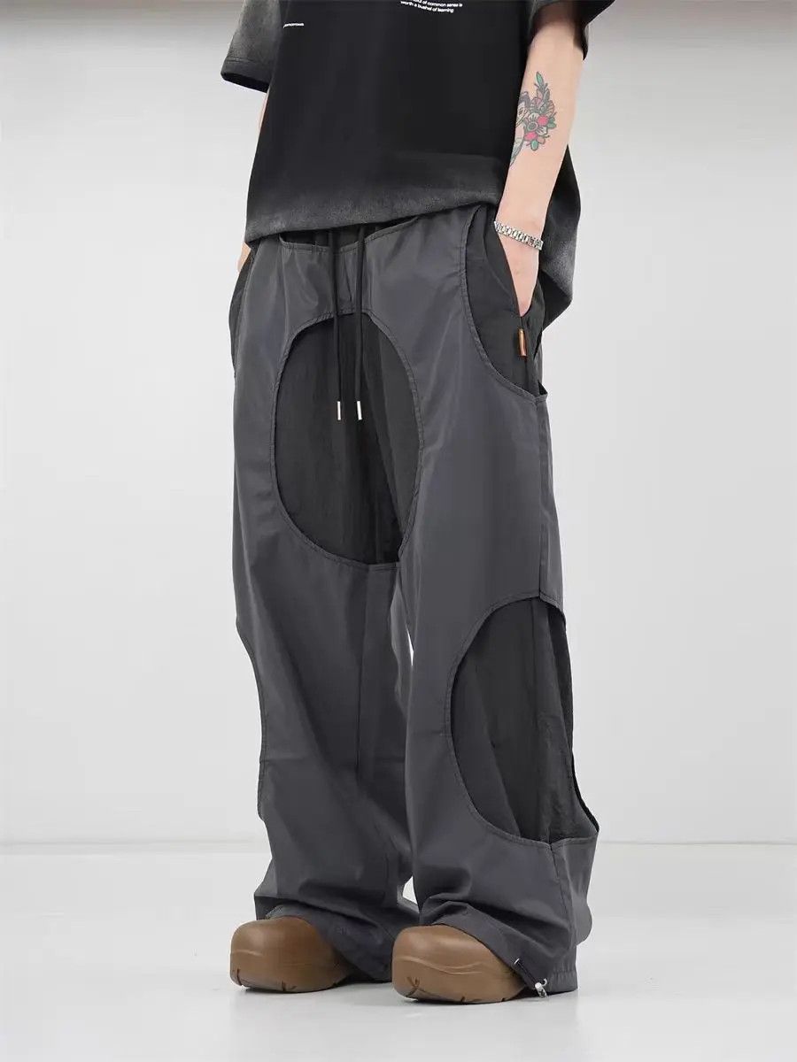 image of Jean Skeleton Vintage Spliced Reflective Casual Pants in Black, Men's (Size 32)