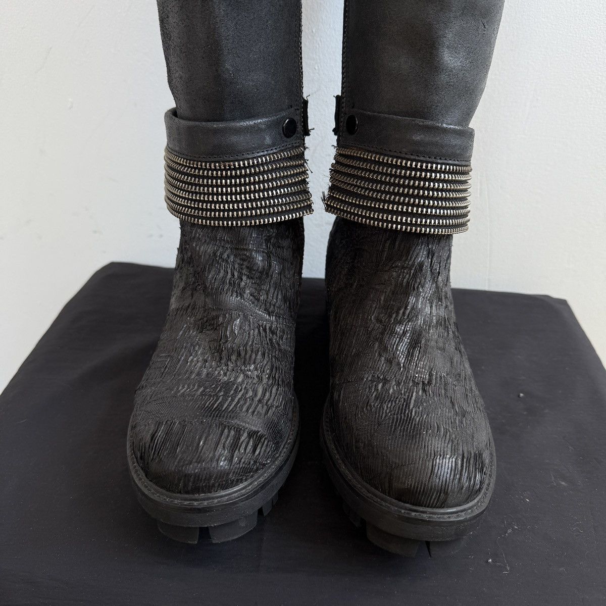 If Six Was Nine Papucei Black Leather Knee High Boots Avant Garde Platform Size US 5 / IT 35 - 9 Thumbnail