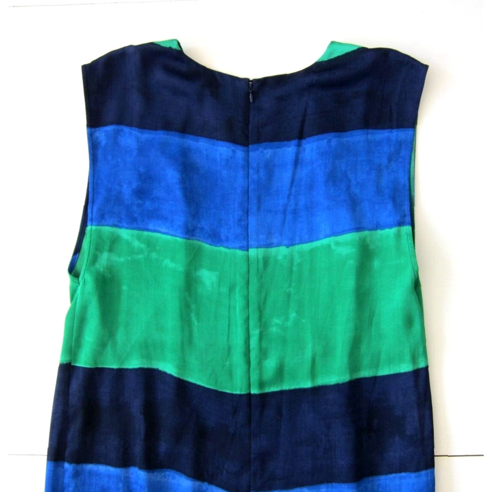 Anne Klein Anne Klein Green Blue Tie Dye Stripe Silky Sleeveless Tunic Sheath Shift Dress 6 Size M / US 6-8 / IT 42-44 - 7 Thumbnail