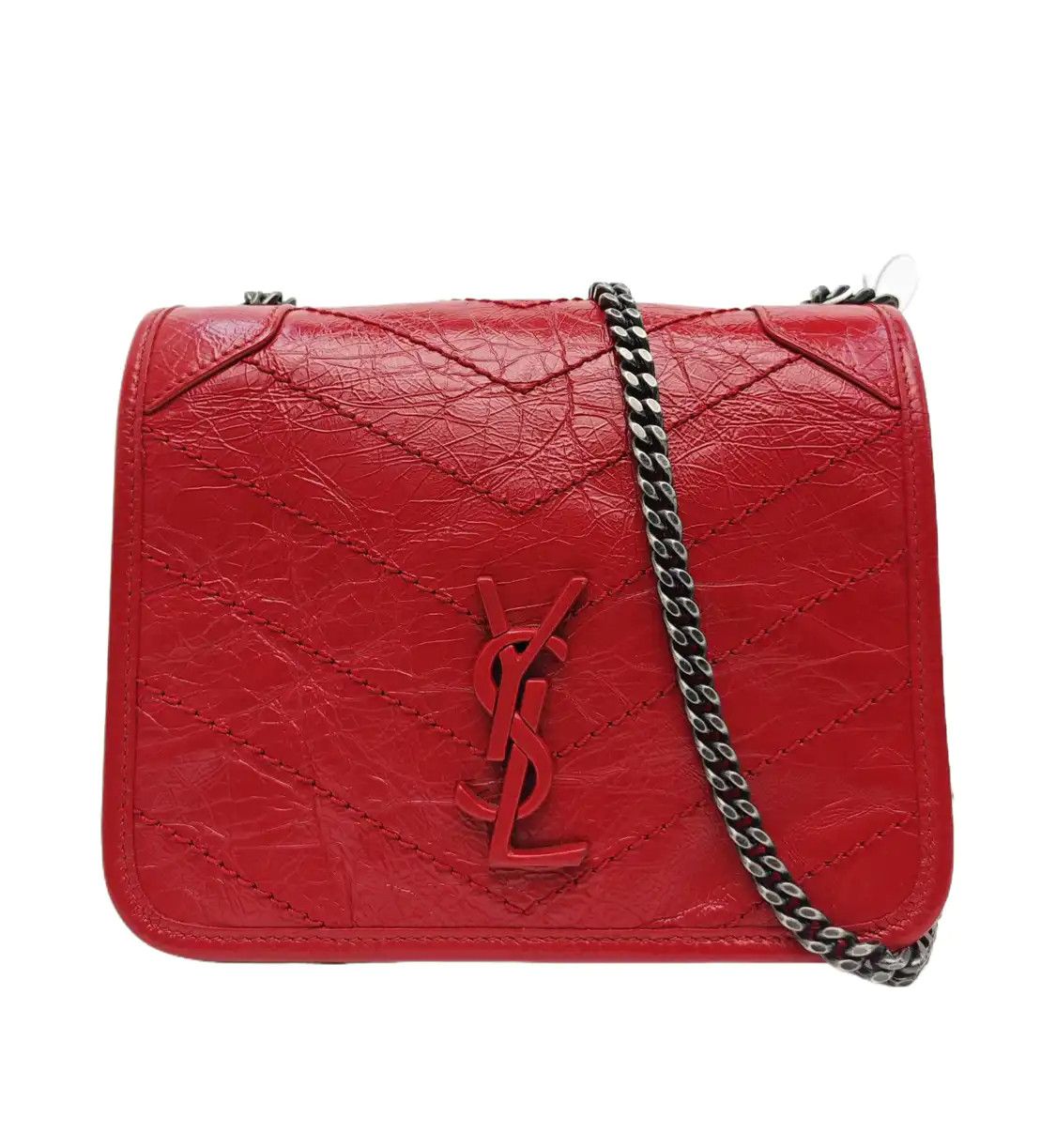 Saint Laurent Paris Saint Laurent Paris YSL NIKI mini red cowhide leather quilted shoulder bag silve Size ONE SIZE - 1 Thumbnail