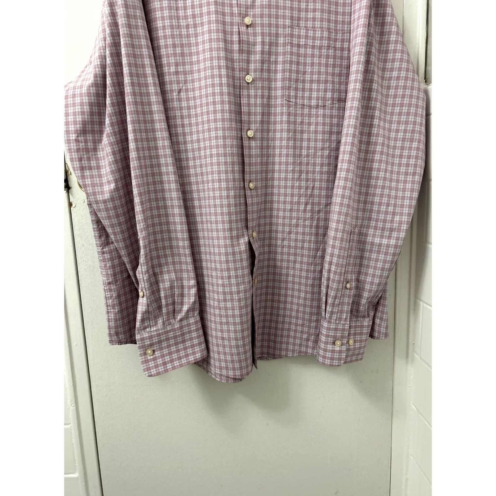 Peter Millar Peter Millar Summer Comfort Shirt Mens XL Pink Blue Plaid Button Up Pocket L/S Size US XL / EU 56 / 4 - 3 Thumbnail