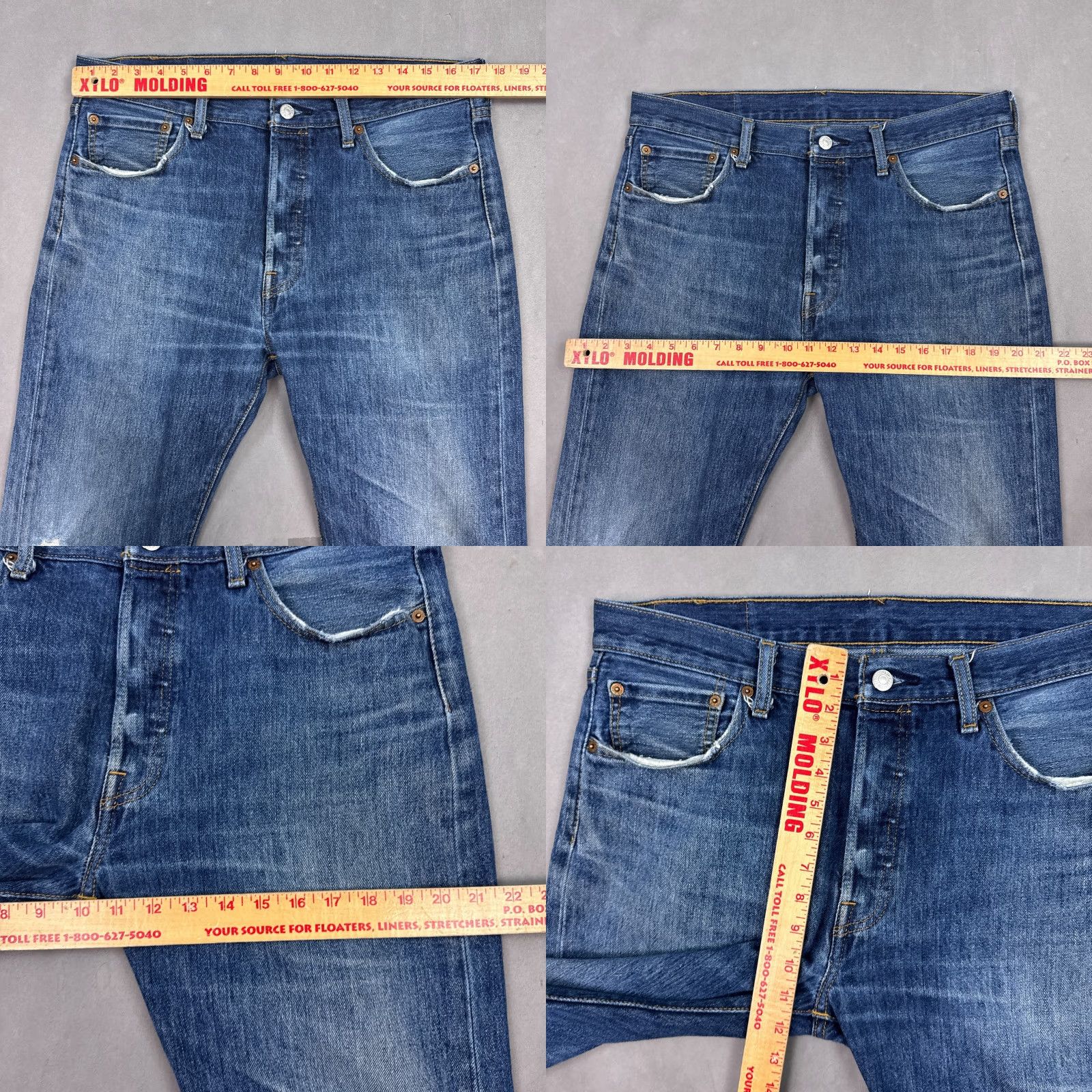 Levi's Levi's 501 Jeans Mens 34x32 Blue Denim Button Fly Distressed Thrashed Faded Size US 34 / EU 50 - 9 Thumbnail