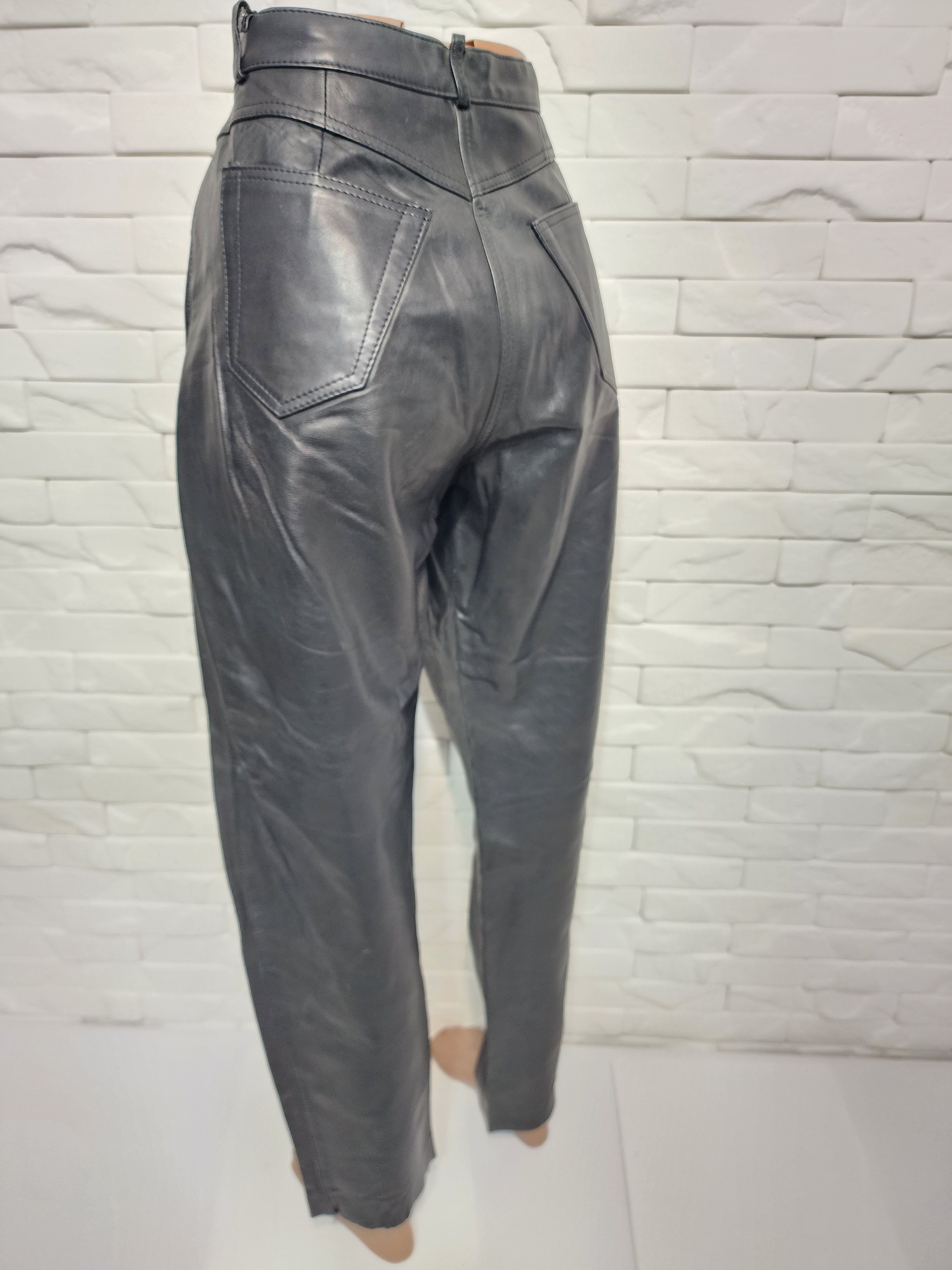 Genuine Leather Black Leather Pants: Women's Denim Style Size 31" - 7 Thumbnail