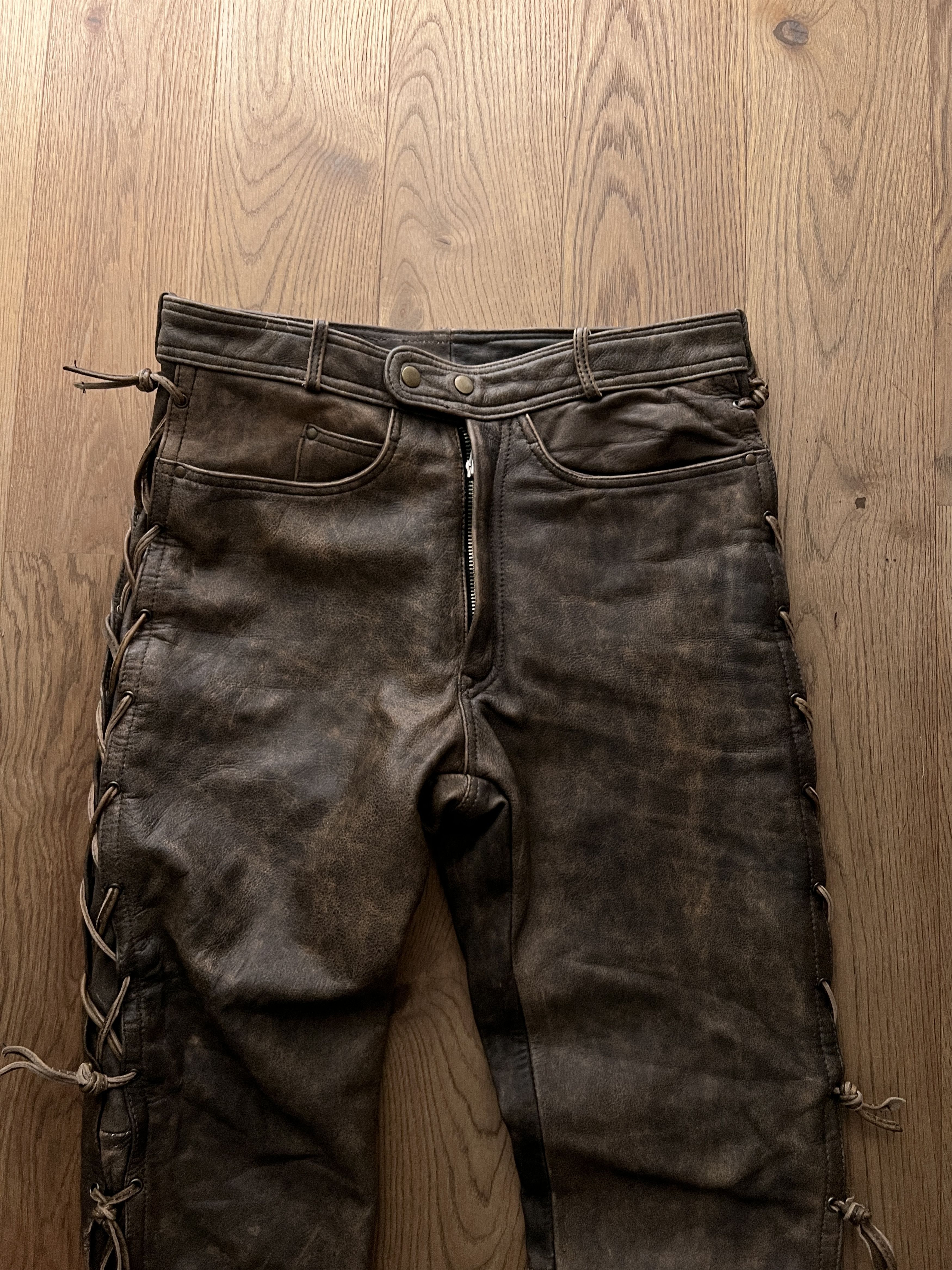 If Six Was Nine True faded VTG 90s cowboy core leather pants lace up opium L Size US 34 / EU 50 - 12 Thumbnail