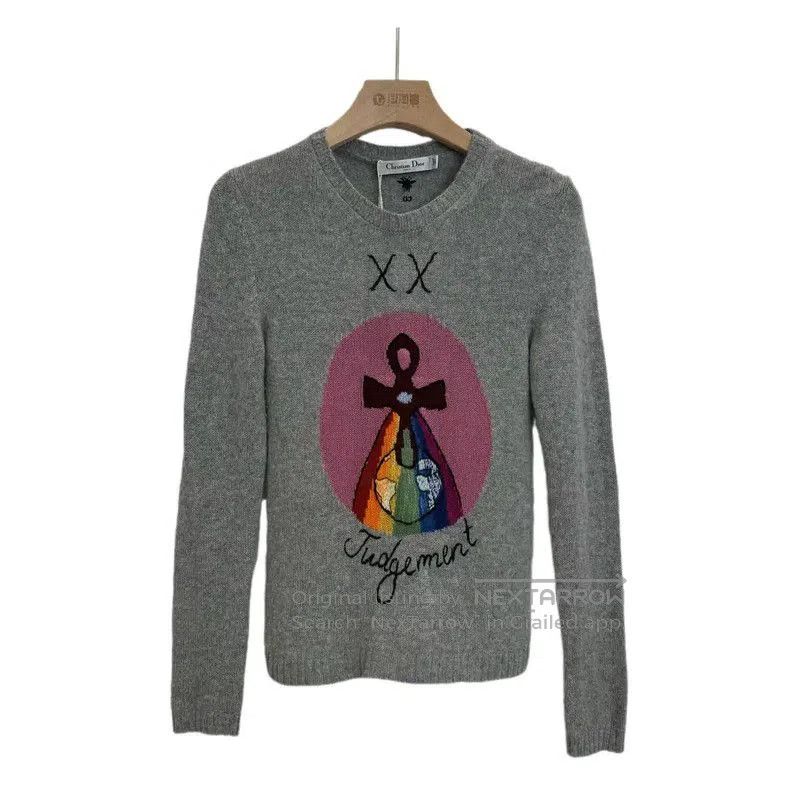 Dior Dior Women's Gray Wool Embroidered Sweater . Size S / US 4 / IT 40 - 1 Thumbnail