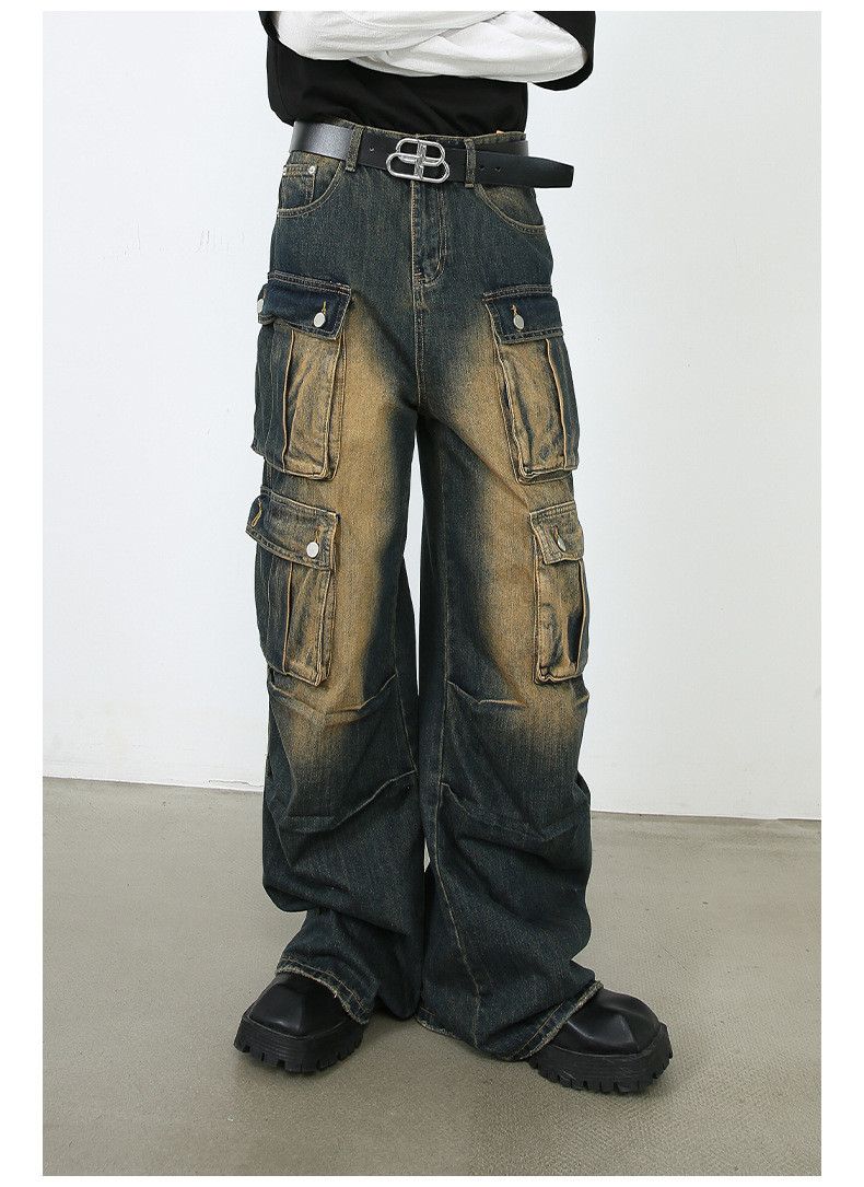 Japanese Brand × Jean American retro loose straight multi-pocket cargo jeans Size US 34 / EU 50 - 3 Thumbnail