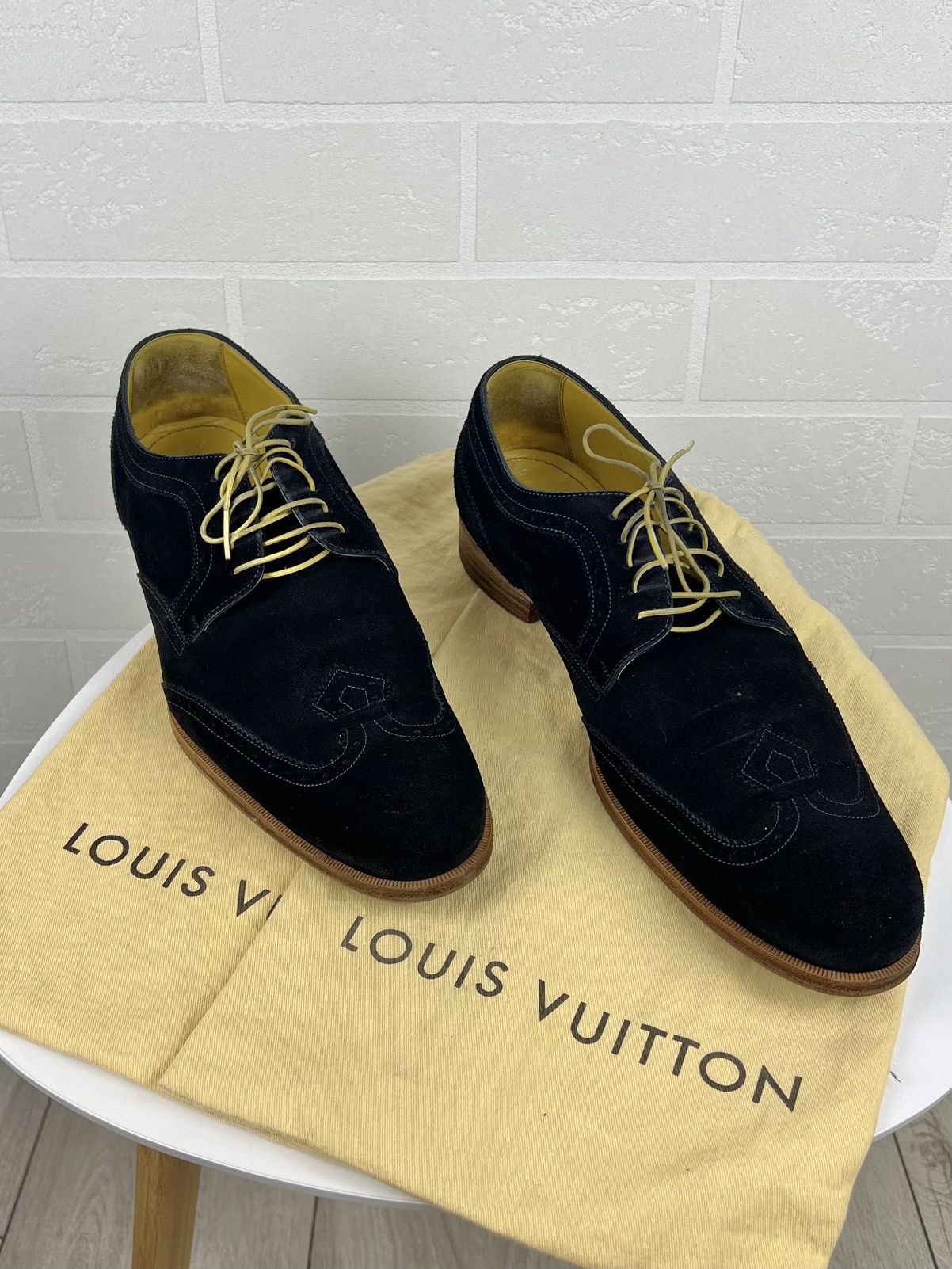 Louis Vuitton LOUIS VUITTON Derby Brogues Suede Shoes LV Dark Blue Men's Size US 11 / EU 44 - 5 Thumbnail