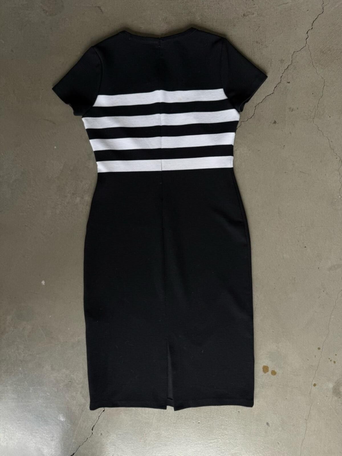 Michael Kors Michael Kors / Stripe Ribbed Midi Dress / Black White Size M / US 6-8 / IT 42-44 - 5 Thumbnail