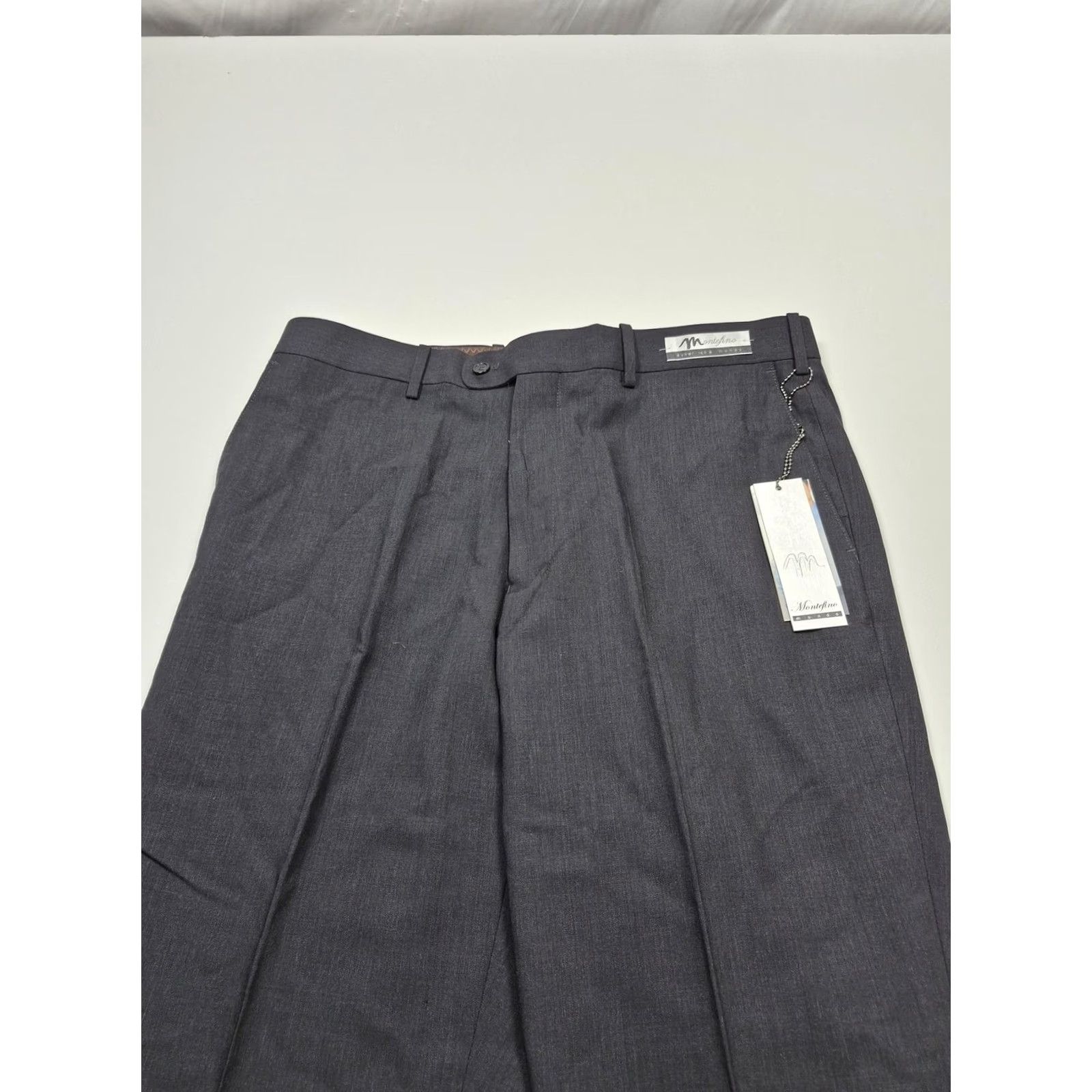 Vintage Montefino Pants Mens 38x36 Gray Wool Dress Front Pleated Classic Formal NWT Mondo 120s Size US 38 / EU 54 - 2 Thumbnail