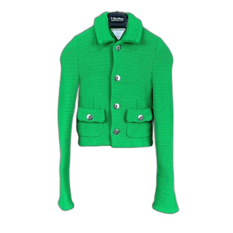 Bottega Veneta Bottega Veneta Green Knit Button-Up Jacket Size M / US 6-8 / IT 42-44 - 1 Thumbnail