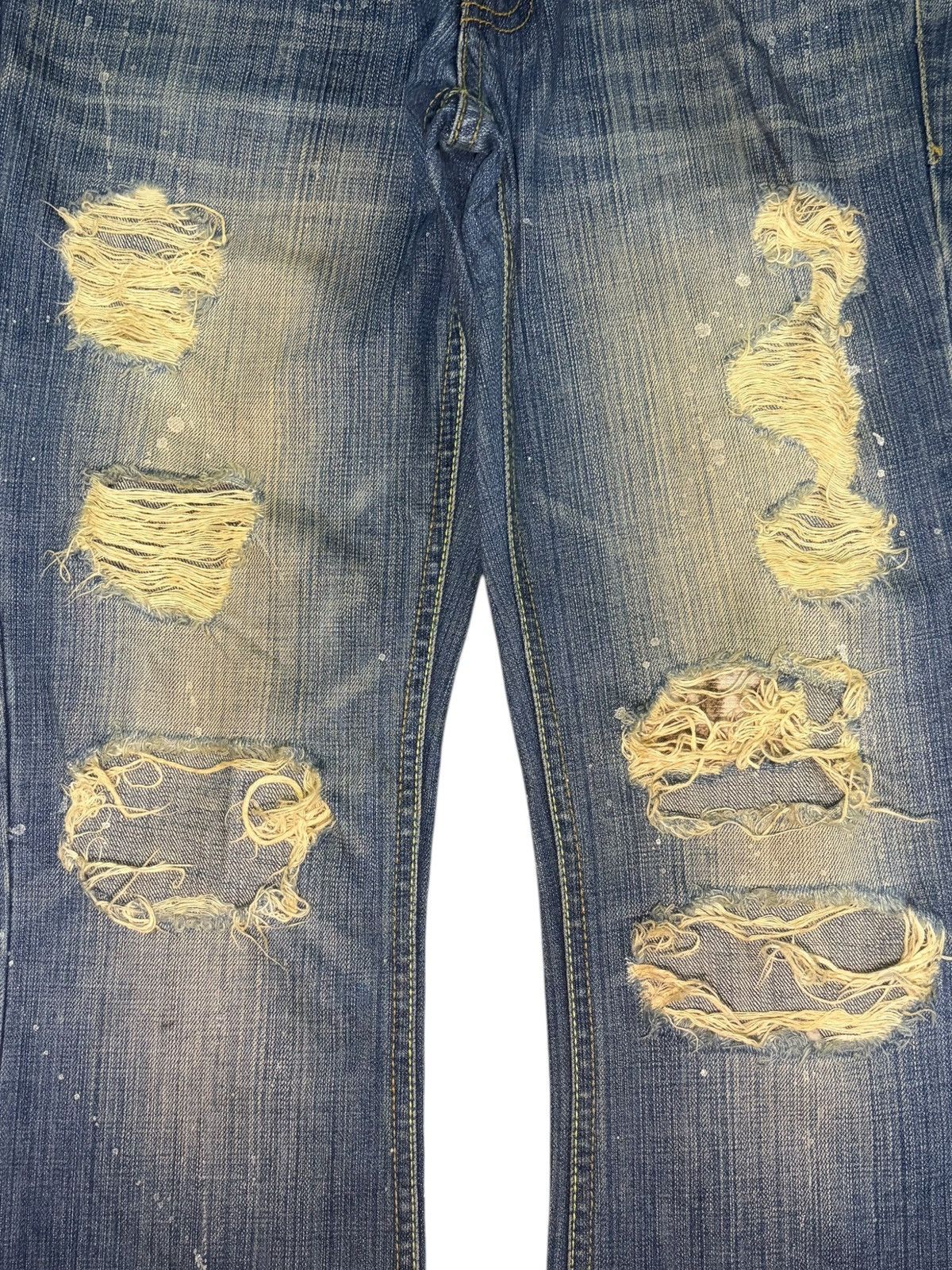 Hysteric Glamour Vintage Japanese Brand Rusty Wash Distress Flare Jeans Size 28" / US 6 / IT 42 - 3 Thumbnail
