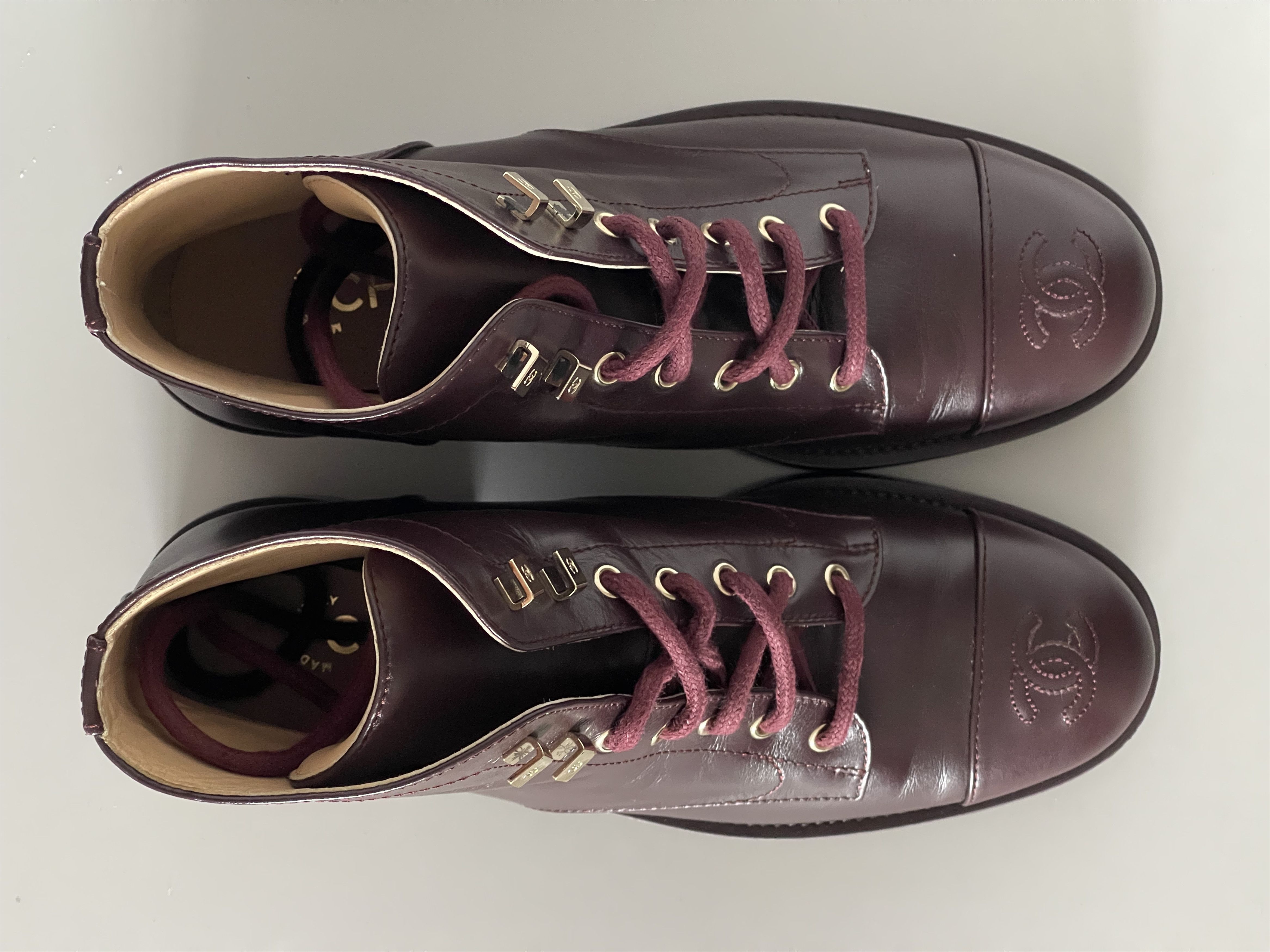 Chanel Chanel lace up ankle boots, burgundy, size 39 Size US 9 / IT 39 - 6 Thumbnail