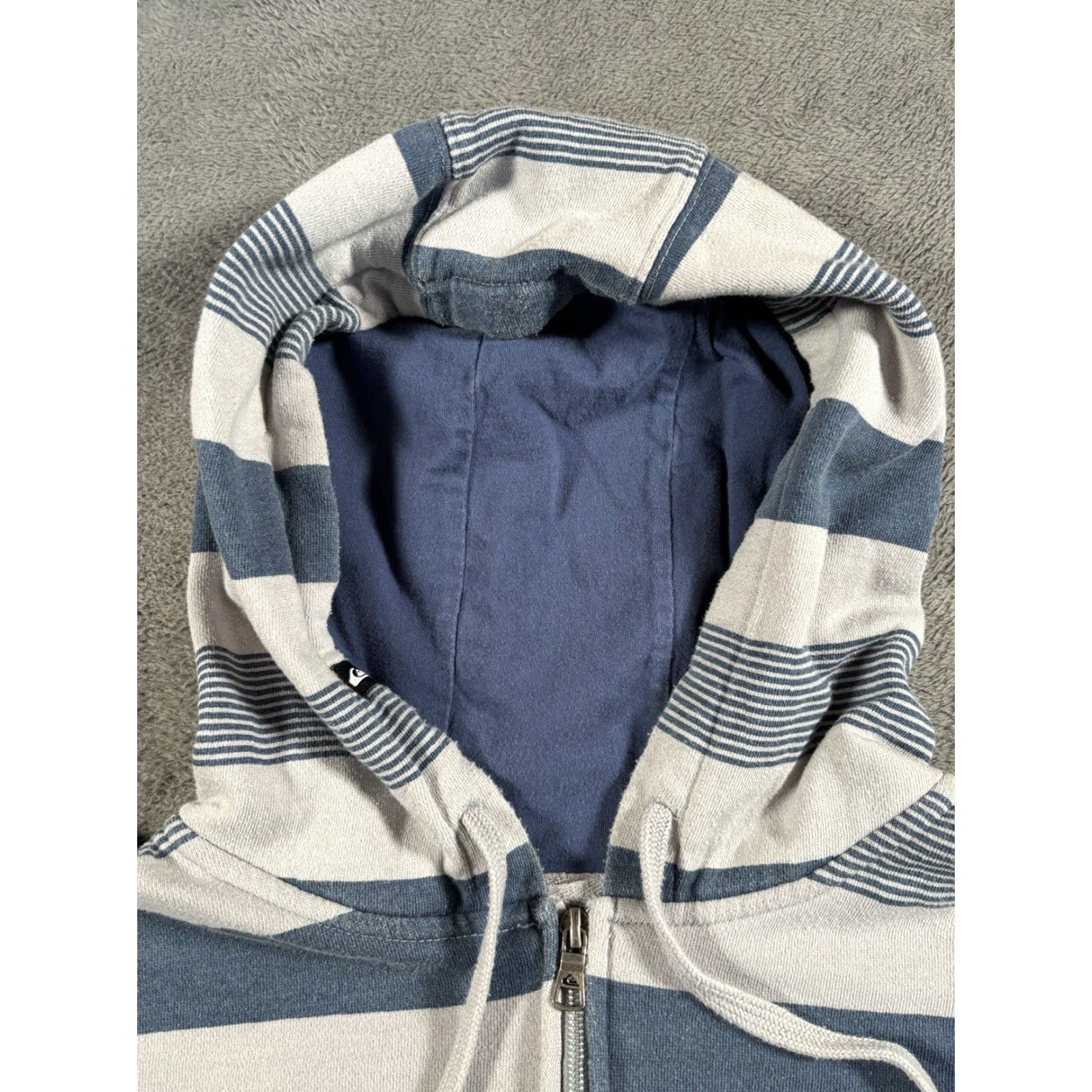 VINTAGE Quiksilver Hoodie Jacket Full Zip Adult XL Striped Multicolor Logo 90s Skater Mens