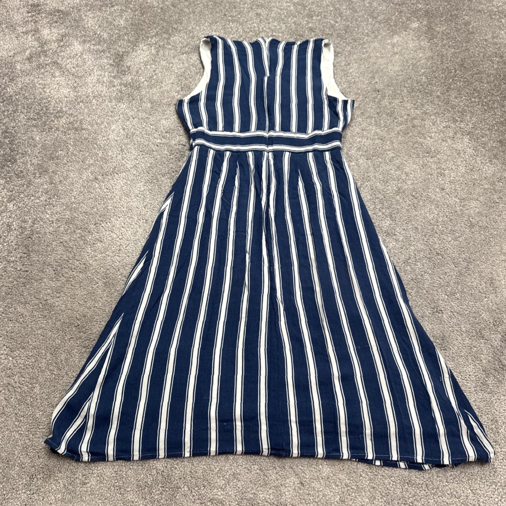 Lulus VINTAGE Lulus Women's A-Line Midi Dress Casual Sleeveless Striped Blue White Summer Small Size S / US 4 / IT 40 - 2 Thumbnail