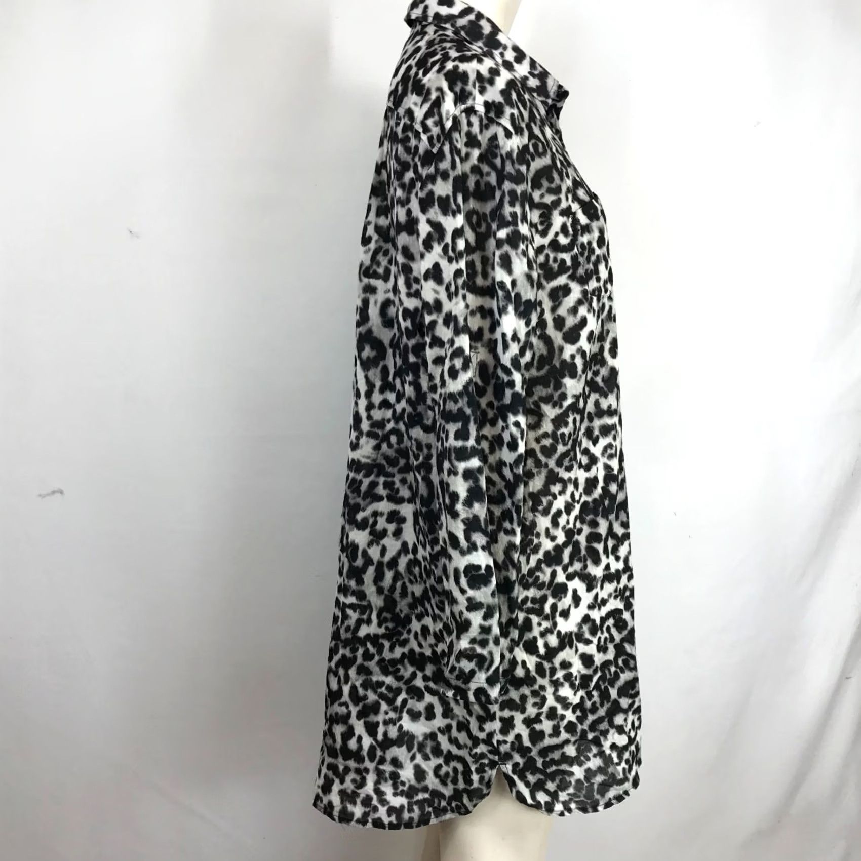 Lands' End LANDS' END WOMEN'S Blouse M/P 10-12 LONG SLEEVE Button Up Tunic TOP Black & Gray #PM# Size M / US 6-8 / IT 42-44 - 4 Thumbnail