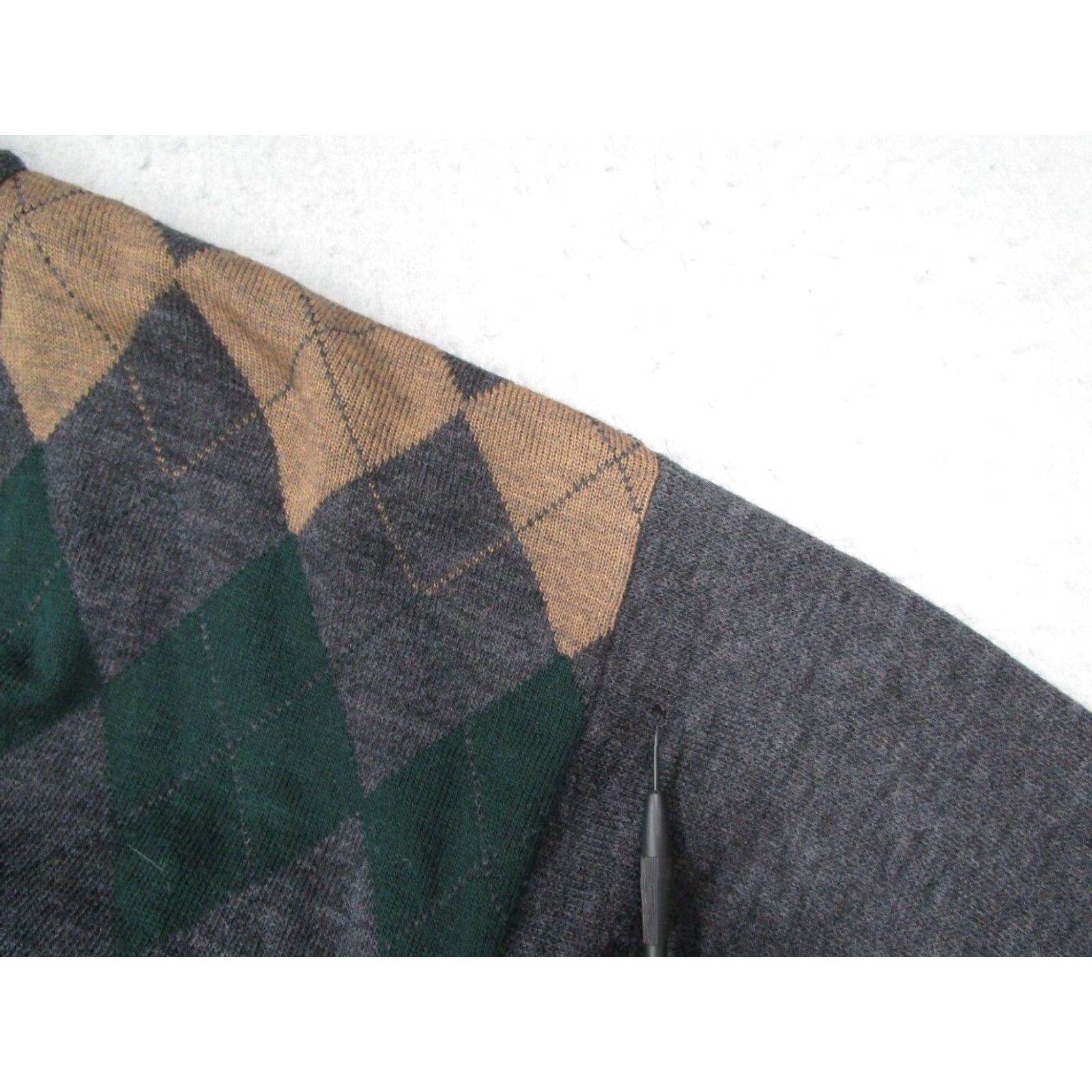 CO VINTAGE Italian Sweater Co Mens Large Gray Argyle Wool Blend Cardigan Sweater Size US L / EU 52-54 / 3 - 4 Thumbnail