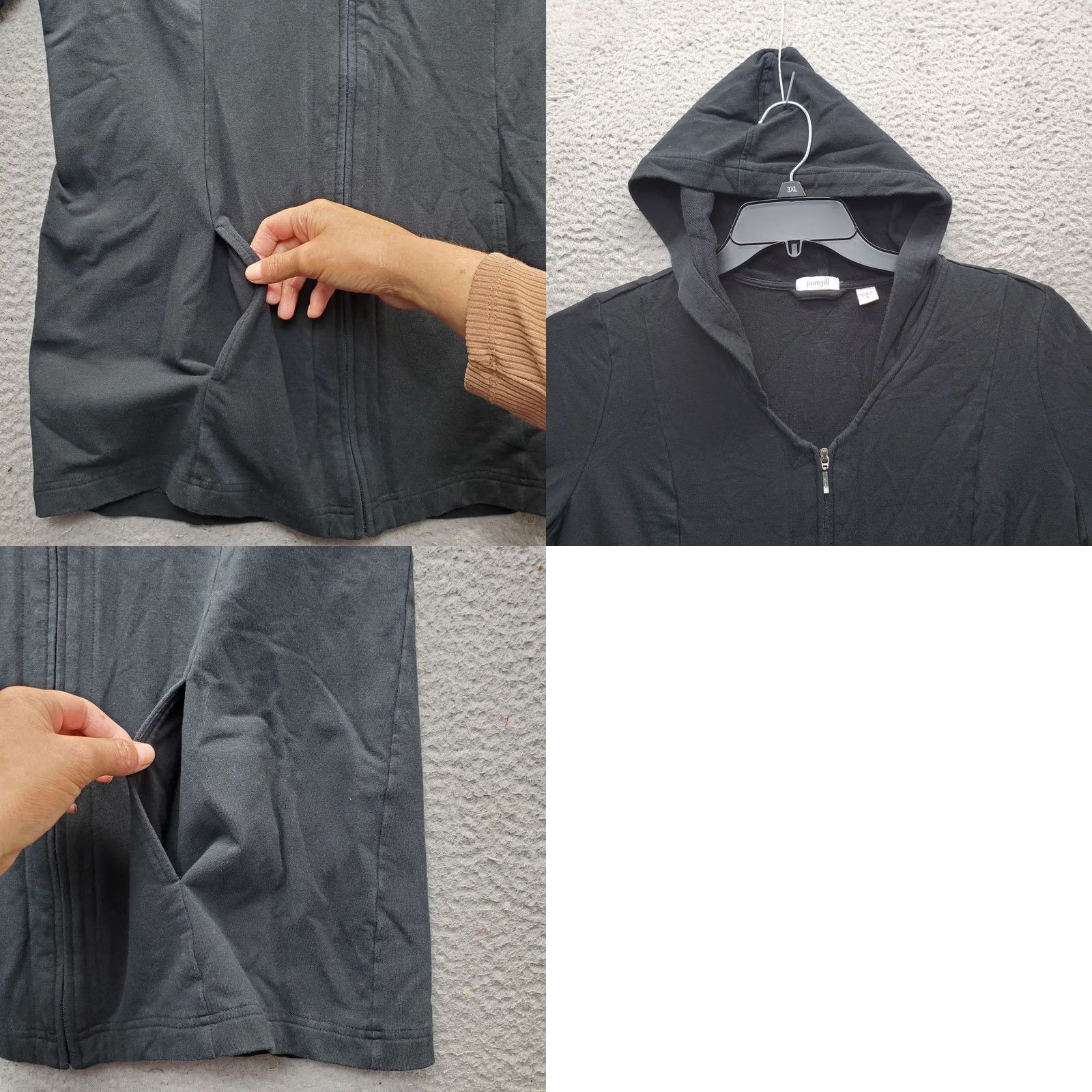 Vintage Pure Jill Hoodie Womens Small Black Stretch Regular Fit Long Sleeve Full Zip Size S / US 4 / IT 40 - 8 Thumbnail