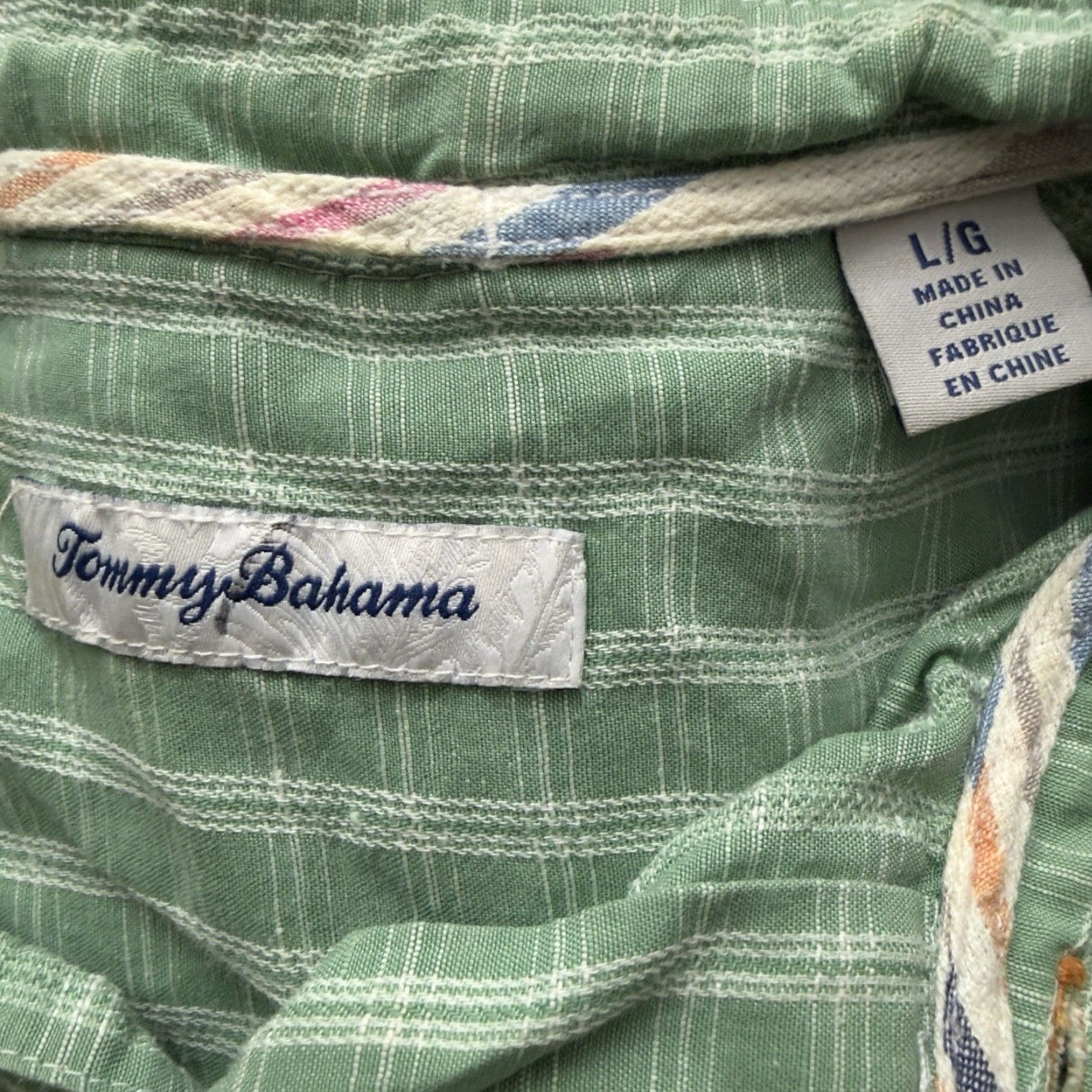 Tommy Bahama Tommy Bahama Green Linen Blend Long Sleeve Button-Down Shirt Mens Size L Size US L / EU 52-54 / 3 - 4 Thumbnail