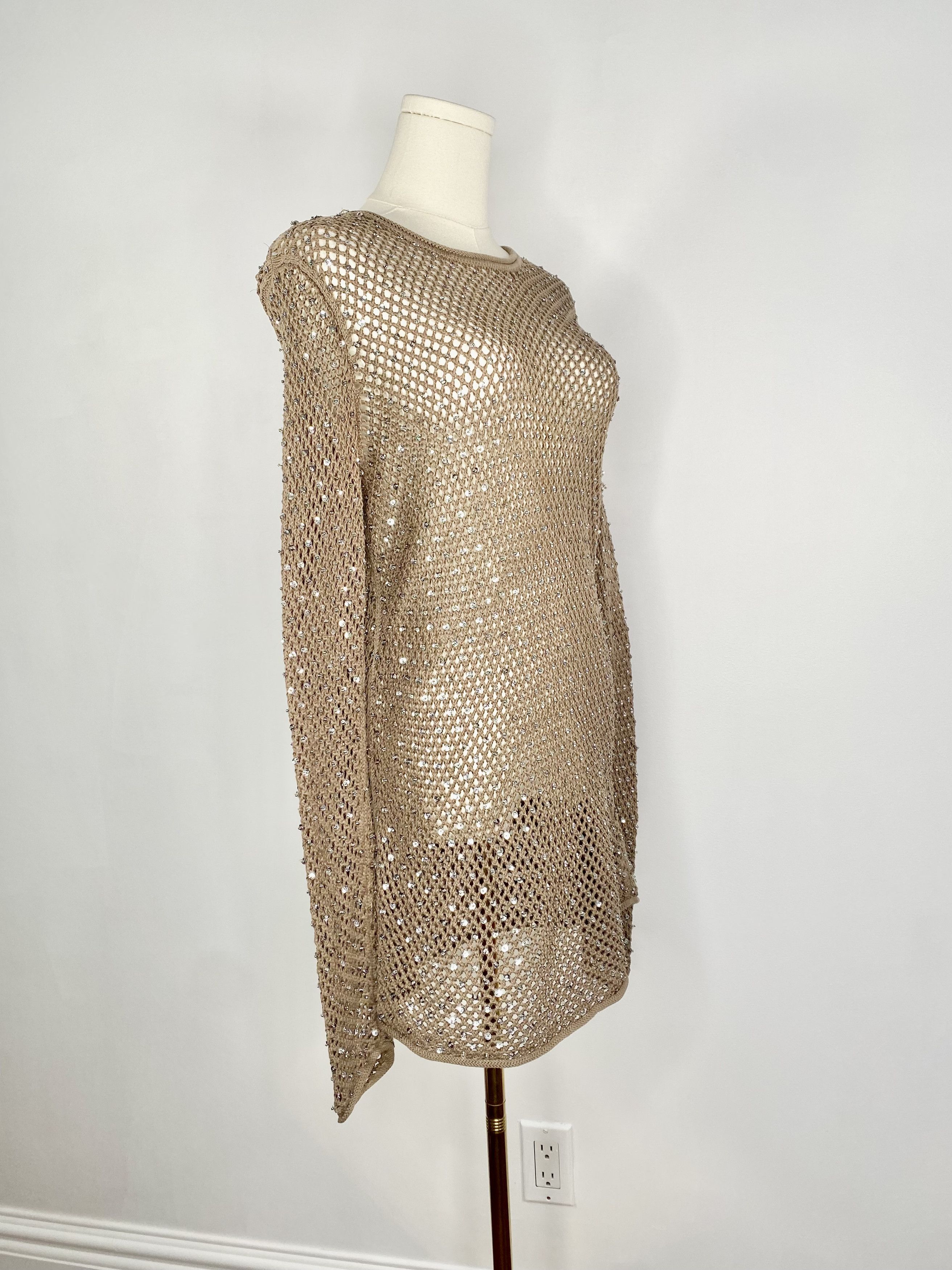 Michael Kors Michael Kors - Brown Crochet Large Knit Sweater Dress Size L / US 10 / IT 46 - 3 Thumbnail
