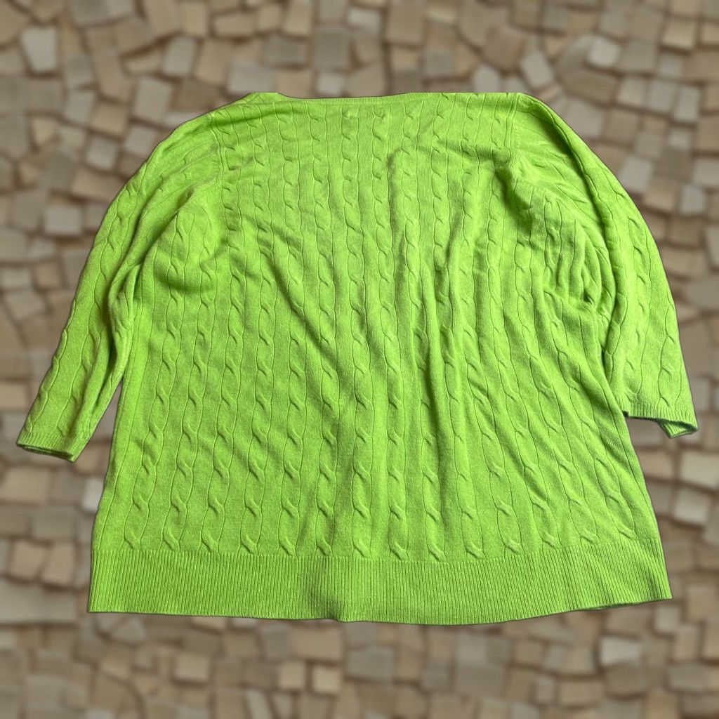 Avenue Avenue Sweater Women 18/20 Green Cable Knit Pullover Half Sleeve Long Sleeve Size XXL / US 16-18 / IT 52-54 - 1 Thumbnail