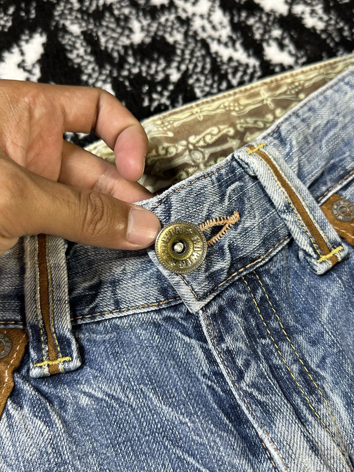 If Six Was Nine 2000s Vintage Edwin XV Distressed Rusty Jeans Sky Blue Size US 30 / EU 46 - 4 Thumbnail