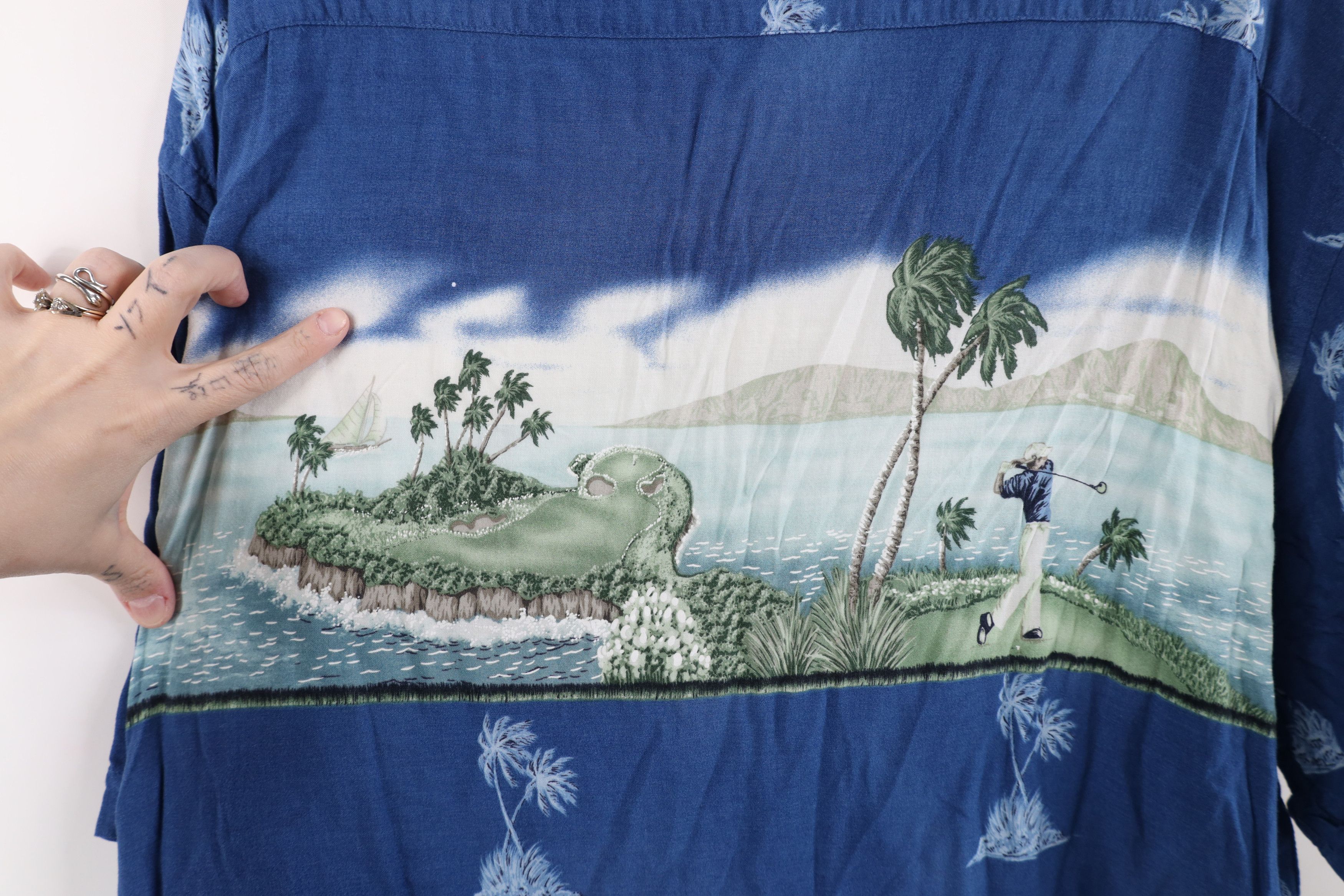 Vintage Vintage 90s Streetwear Golf Over Print Hawaiian Button Shirt Size US XL / EU 56 / 4 - 9 Thumbnail