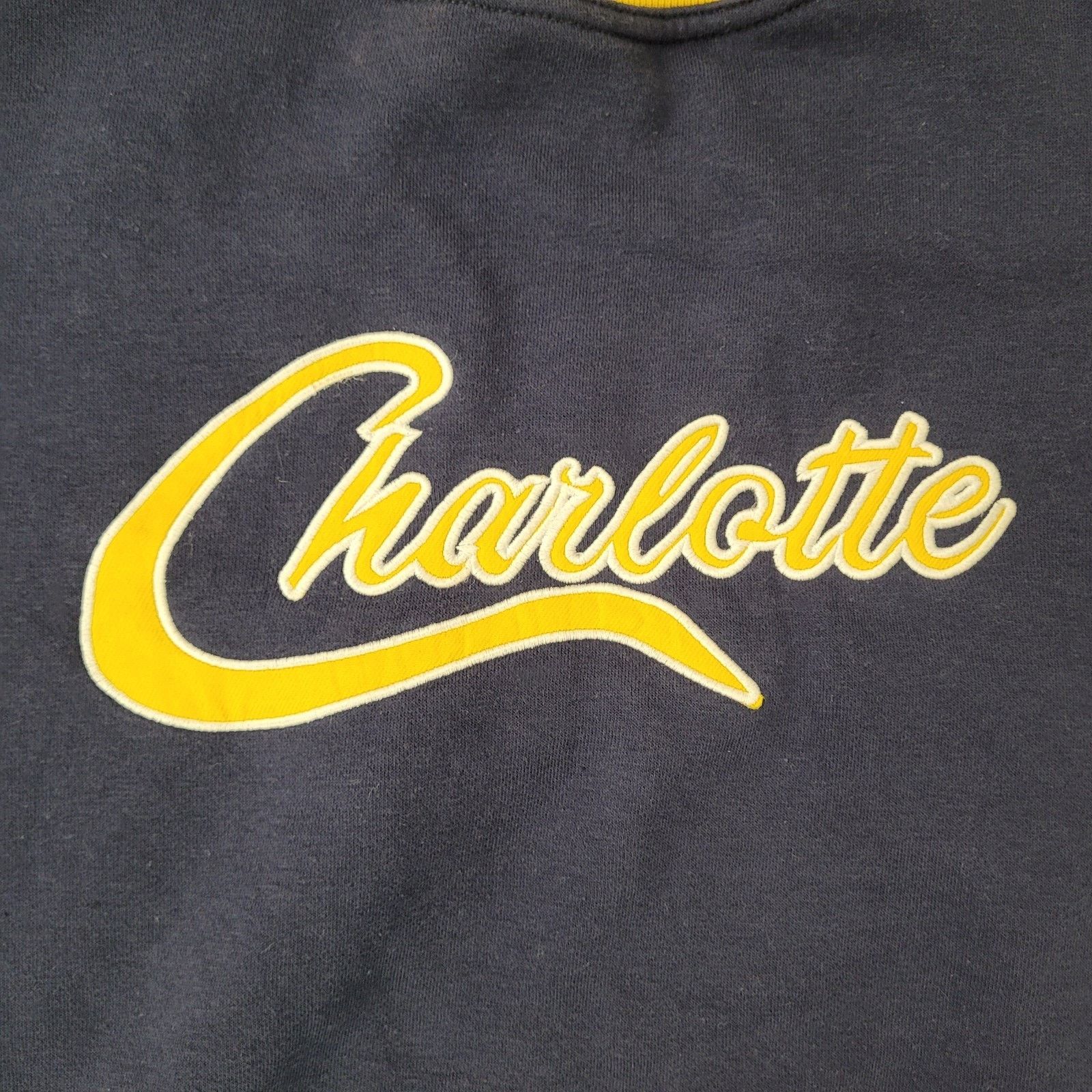 Vintage VTG Charlotte Varsity Ringer Sweatshirt XL Blue Yellow Y2K Size US XL / EU 56 / 4 - 3 Thumbnail