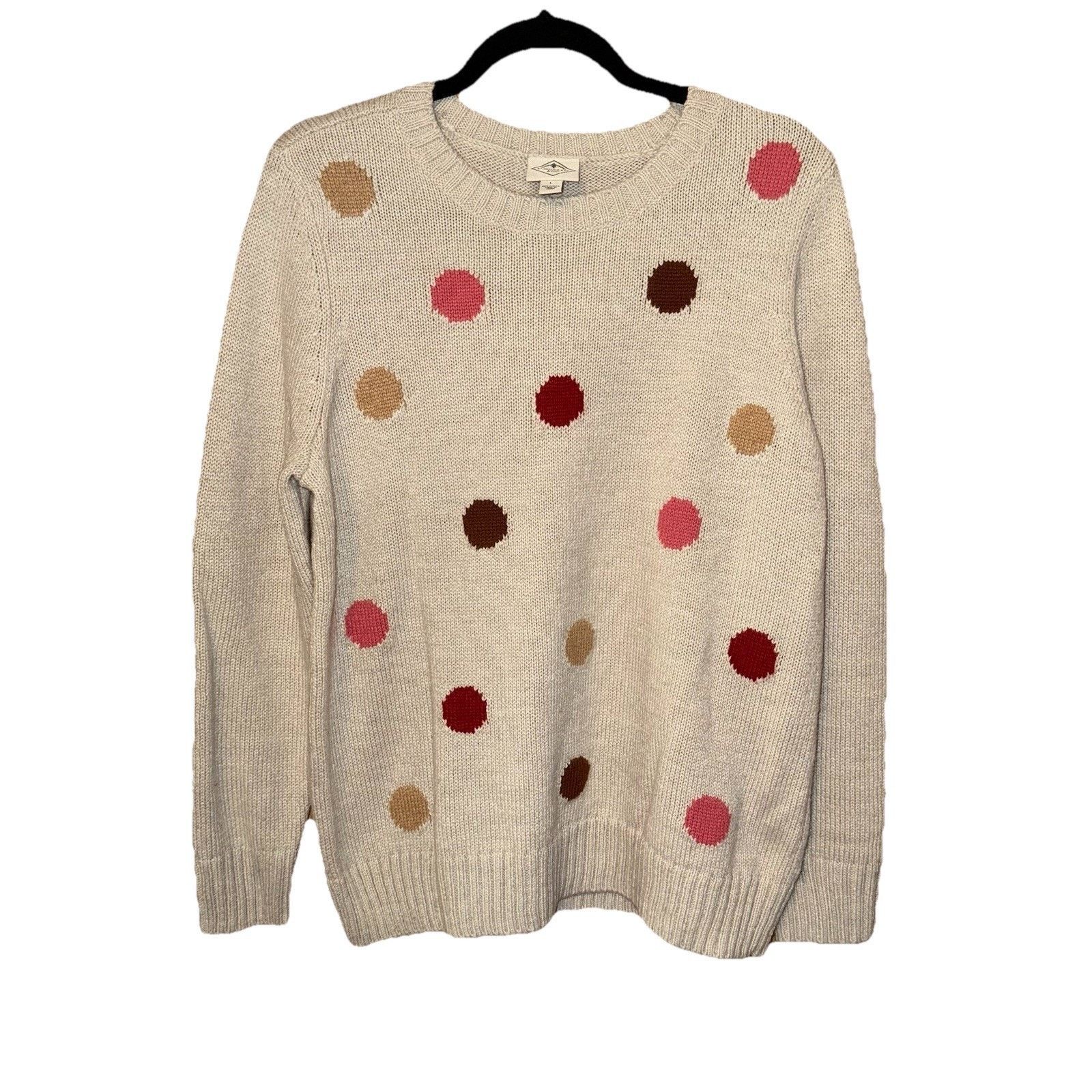 St. Johns Bay St. John's Bay Beige Sweater Colorful Polka-Dots, Size Large Size L / US 10 / IT 46 - 1 Thumbnail