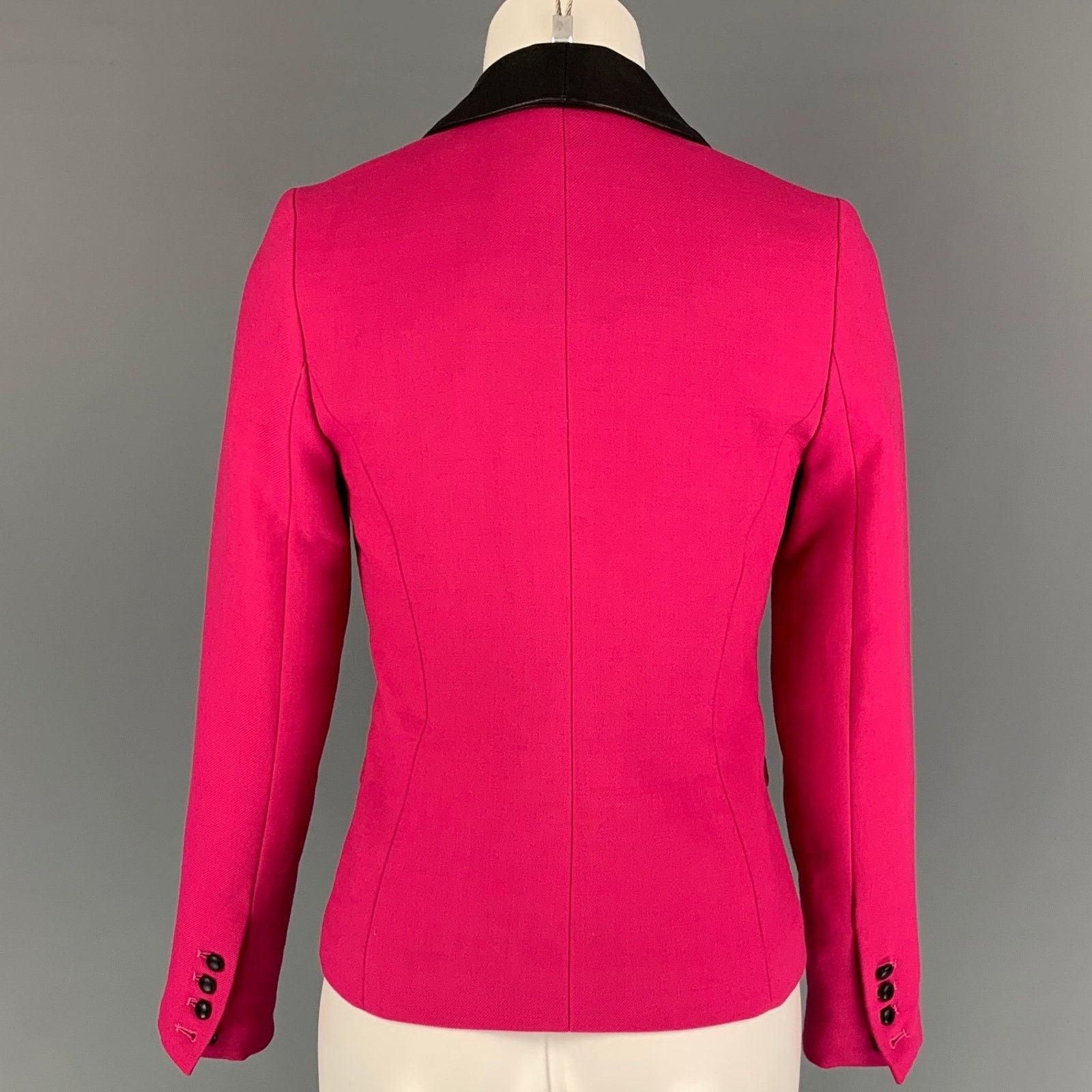 MILLY MILLY Size 0 Fuchsia Black Polyester Wool Jacket Blazer Size XS / US 0-2 / IT 36-38 - 3 Thumbnail
