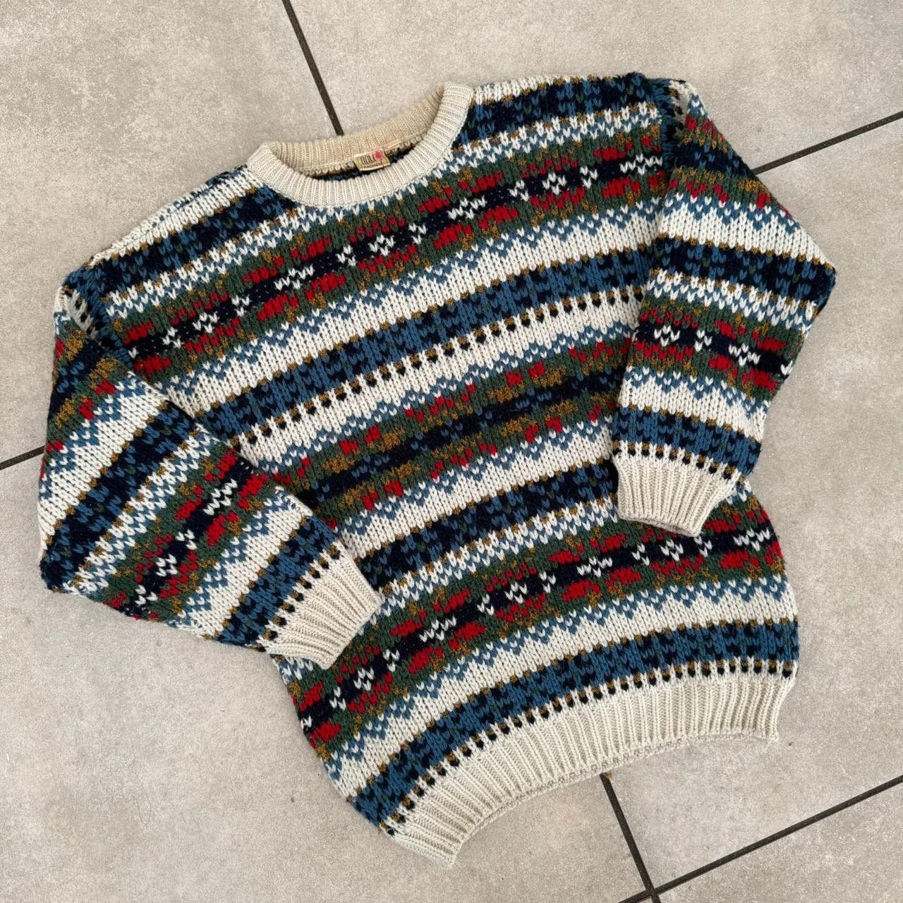 Vintage Vintage 90s Wool Jumper Cable Knit Multi Colour Norway Size US M / EU 48-50 / 2 - 2 Thumbnail