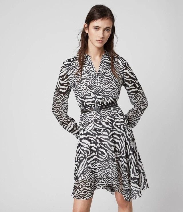 Allsaints Allsaints Martina Remix Dress Animal Zebra Pattern Size M / US 6-8 / IT 42-44 - 2 Thumbnail