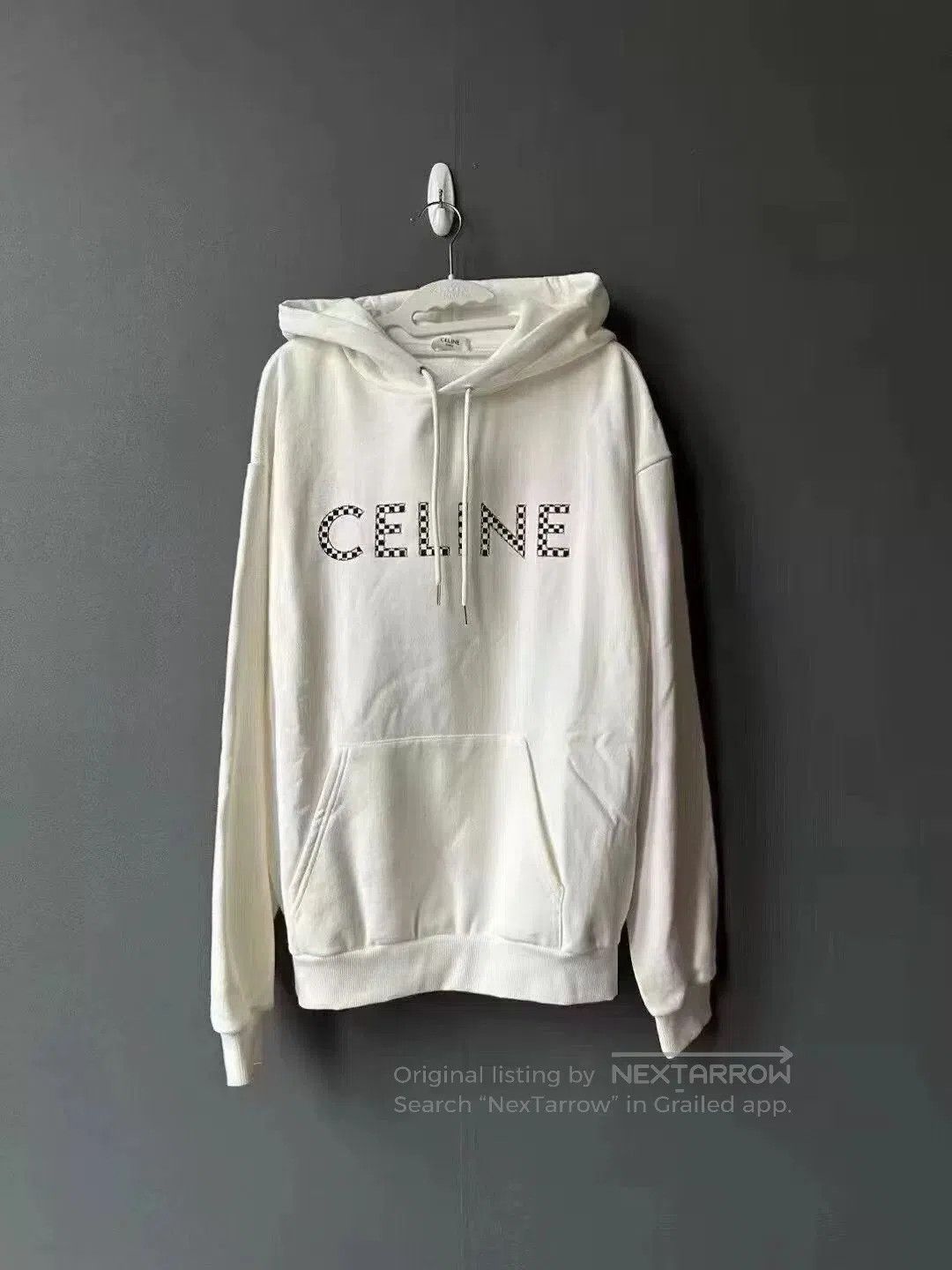 celine plaid studded hoodie.