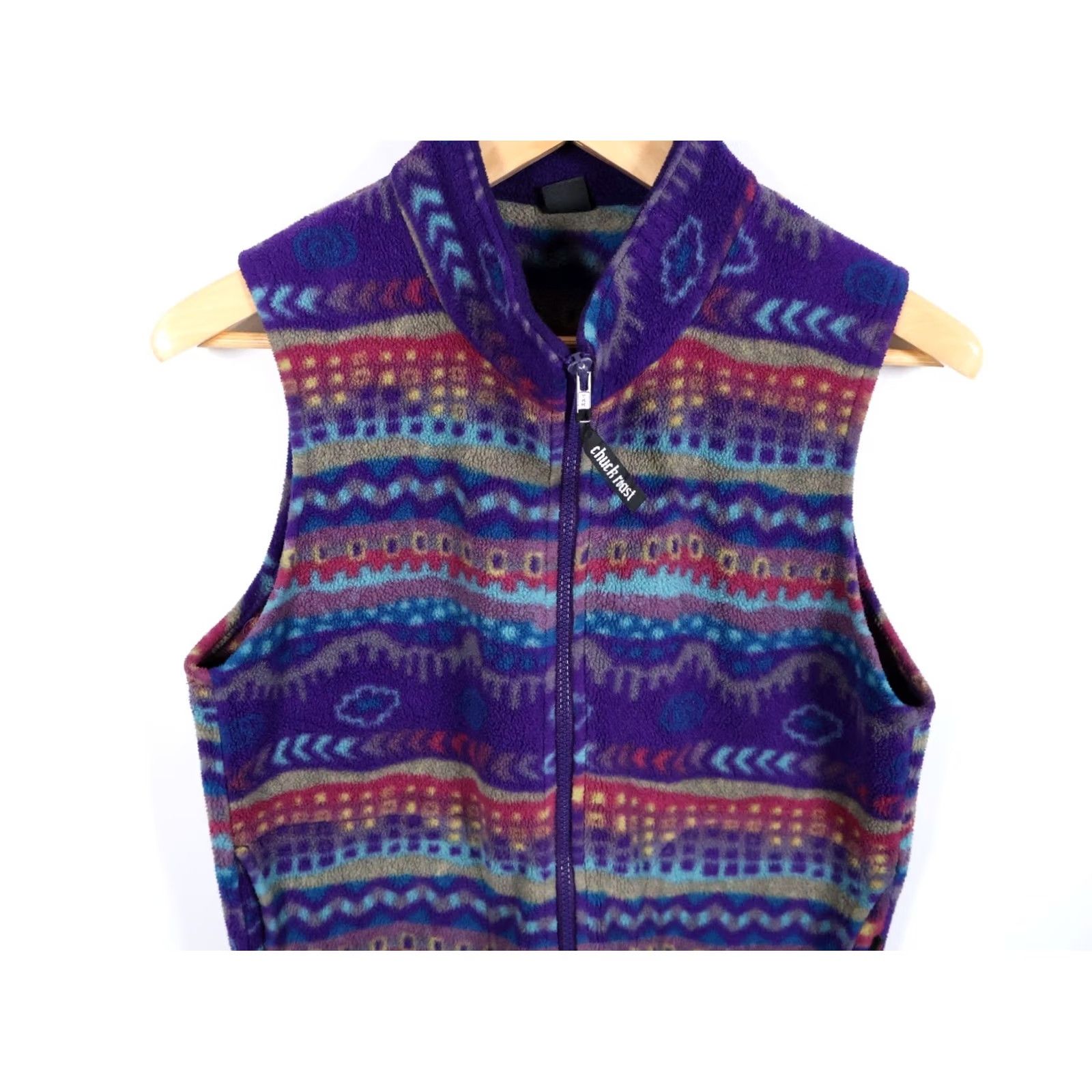 Vintage VINTAGE Chuck Roast Vest Women's 14 / Medium Purple Aztec Polartec VTG Geometric Zip Fleece Vest Women Size M / US 6-8 / IT 42-44 - 4 Thumbnail
