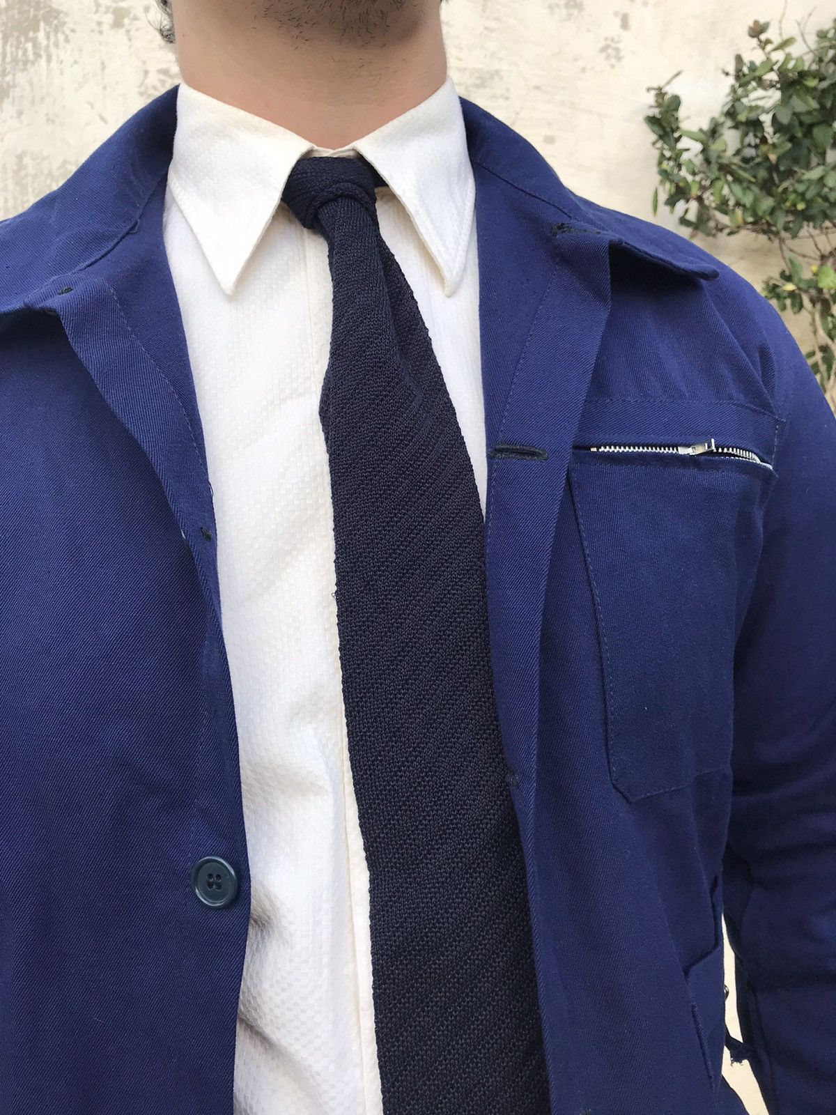 Yves Saint Laurent YVE SAINT LAURENT COTTON KNIT TIE NAVY BLUE Size ONE SIZE - 3 Thumbnail