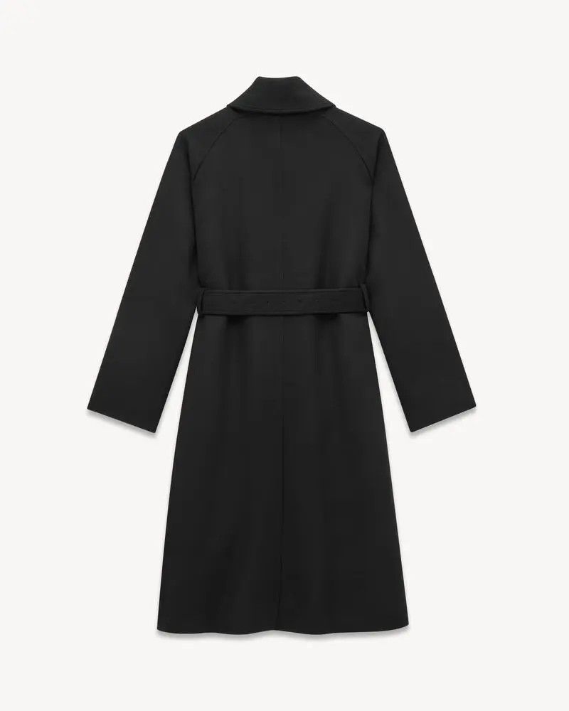 Saint Laurent Paris oc11z1225 809771 Coat in Wool Satin Flannel in Black Size US L / EU 52-54 / 3 - 2 Thumbnail