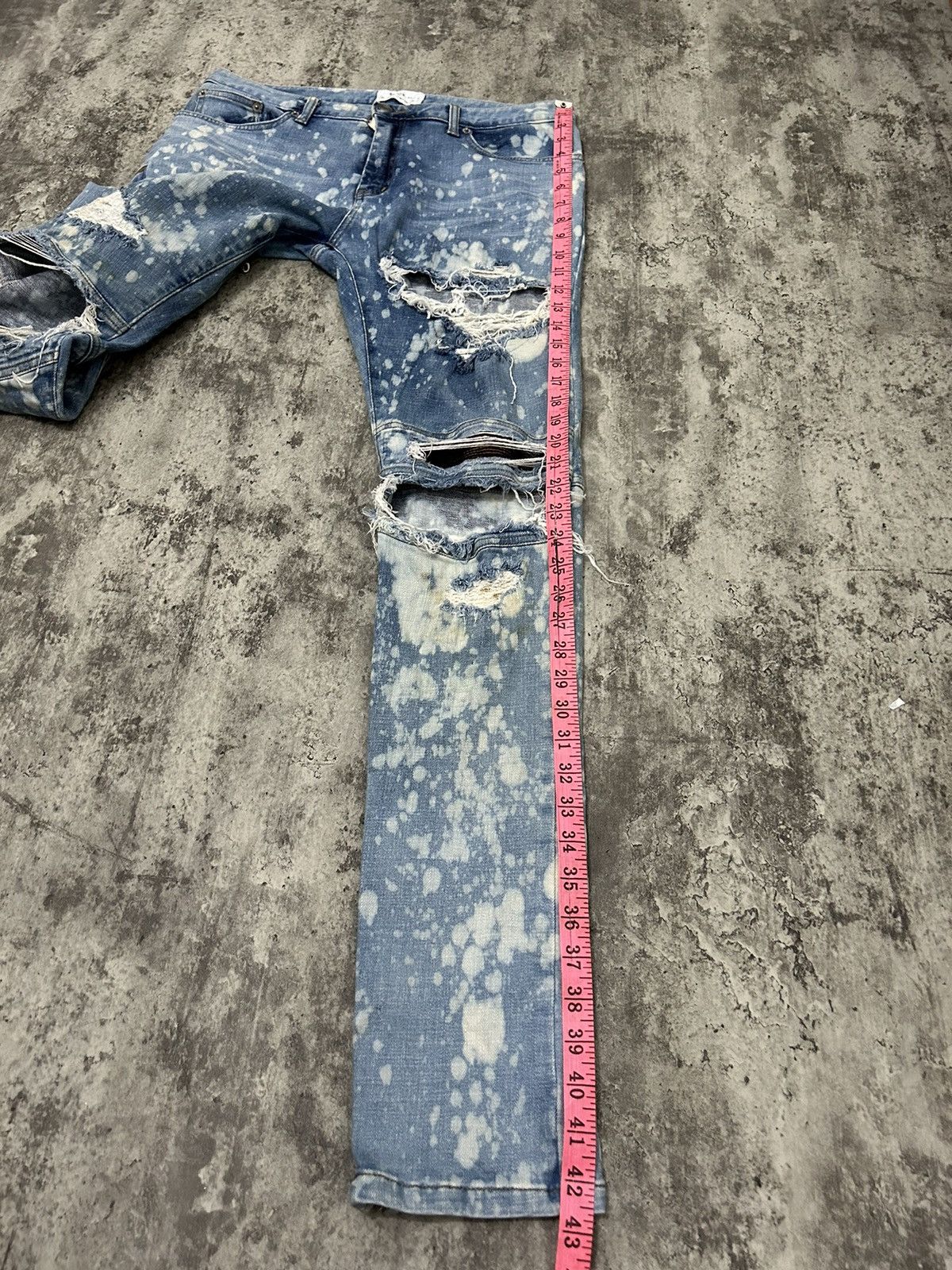 Japanese Brand Halo Tokyo Japan Acid Wash Distressed Jeans Size US 33 - 23 Thumbnail