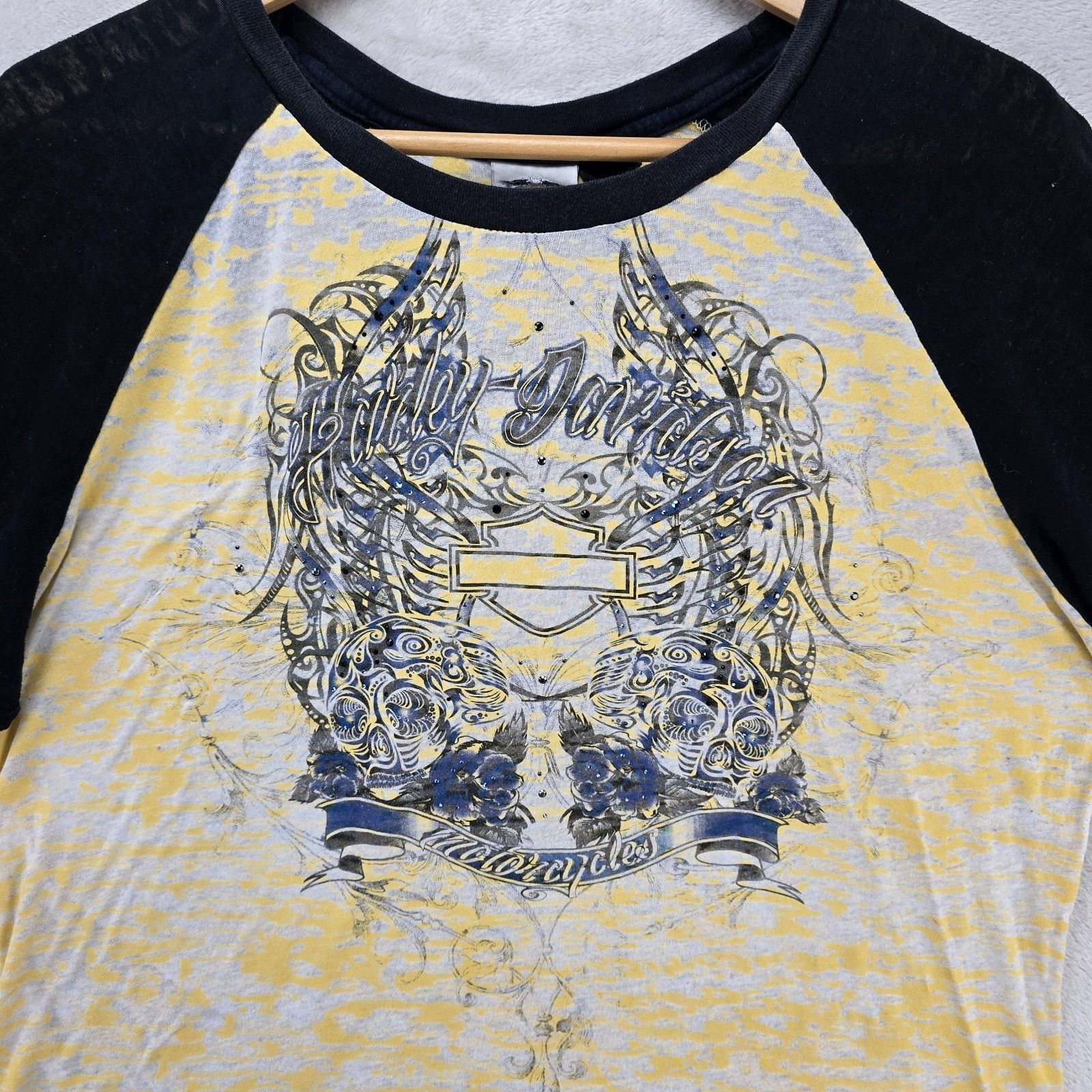 Harley Davidson Vtg Harley Davidson 1/2 Sleeve Raglan Shirt 2XL Sheer Y2K Size XXL / US 16-18 / IT 52-54 - 2 Thumbnail