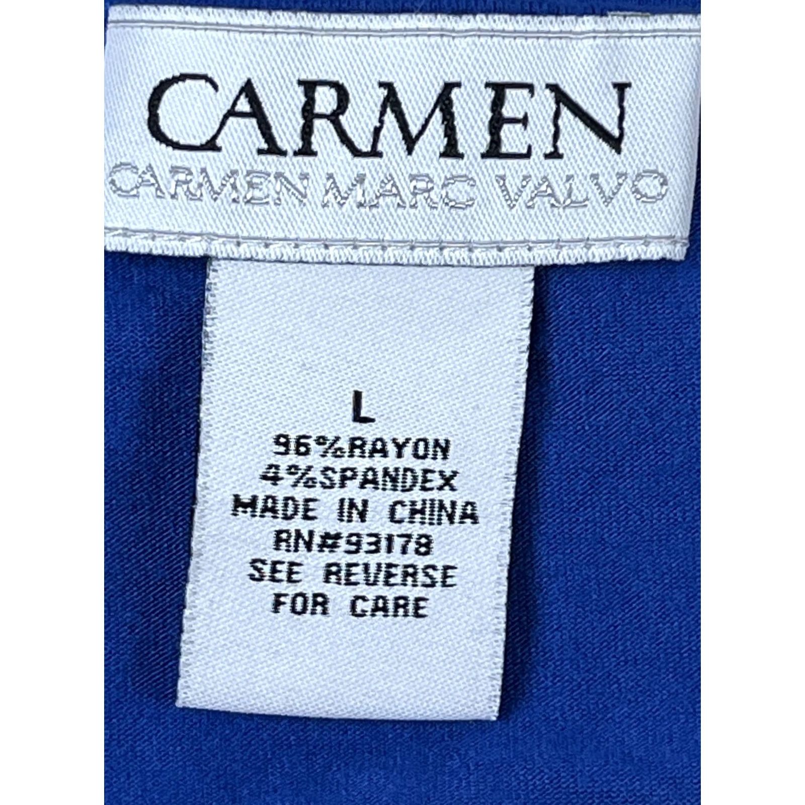 Vintage Carmen Marc Valvo Tank Top Womens L Blue Laser Cut Sleeveless Asym Hem Rayon Size L / US 10 / IT 46 - 7 Thumbnail