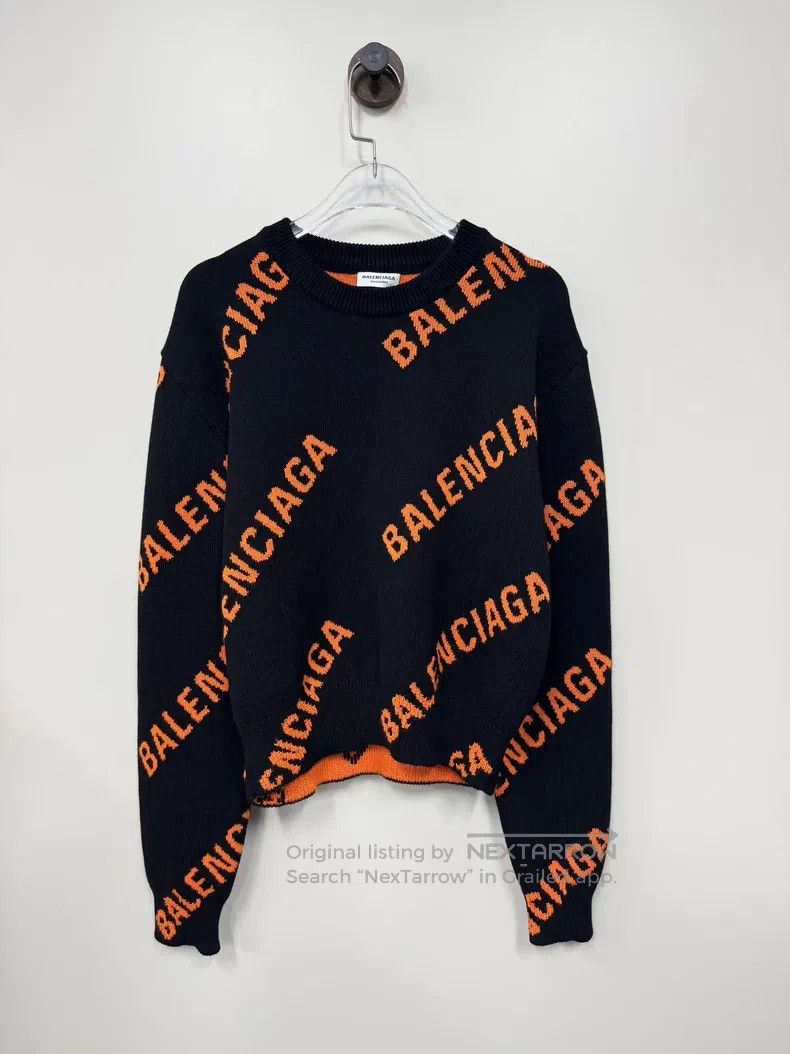Balenciaga Balenciaga Black Logo Printed Knit Sweater Size US S / EU 44-46 / 1 - 1 Thumbnail