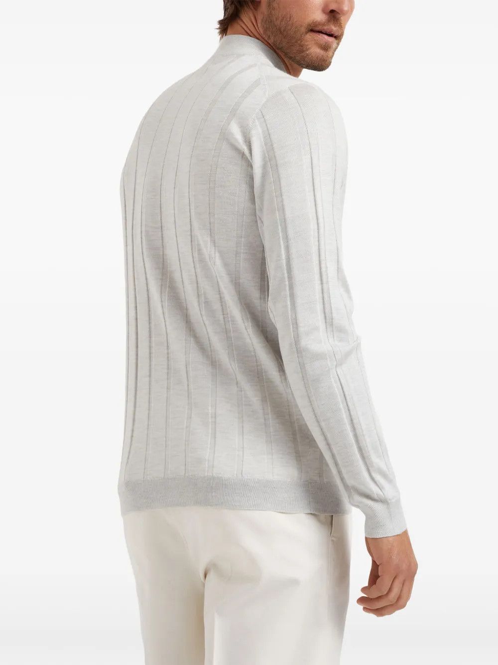 Brunello Cucinelli o1y0526 Crewneck Sweater in Light Gray Size US L / EU 52-54 / 3 - 3 Thumbnail