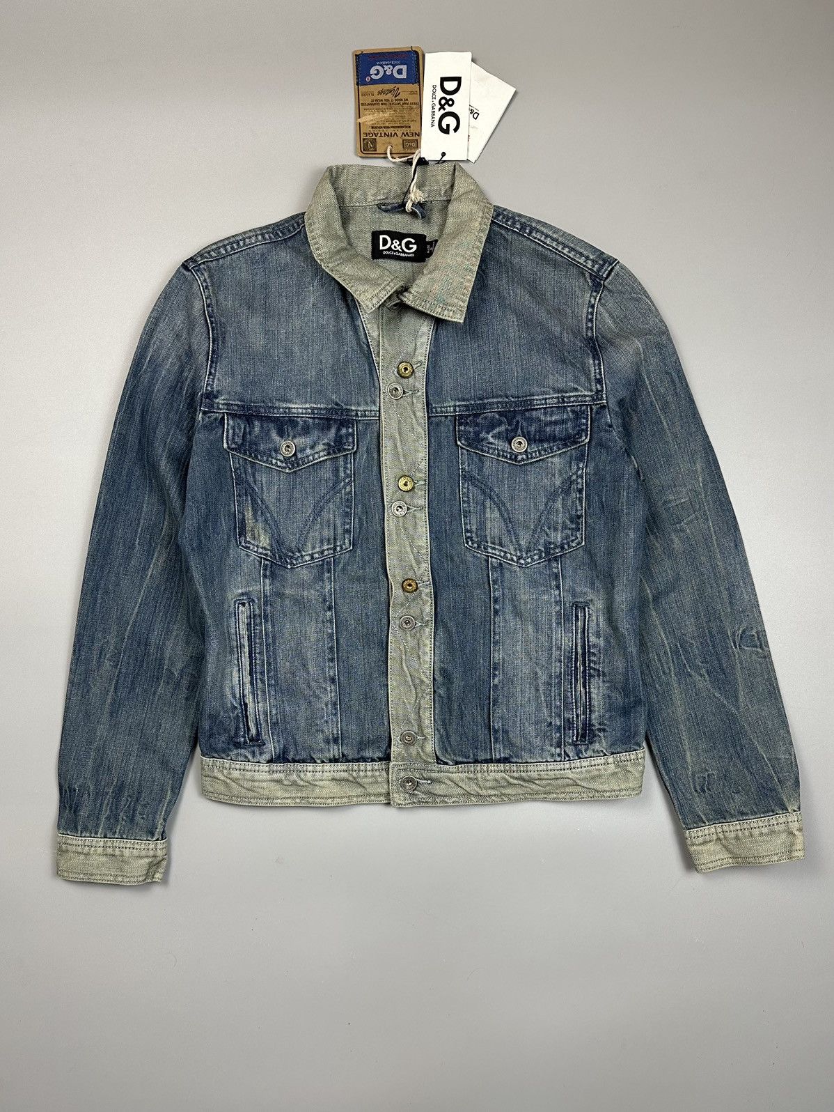 image of Dolce Gabbana Jean Jaket Big Logo in Blue, Men's (Size Medium)