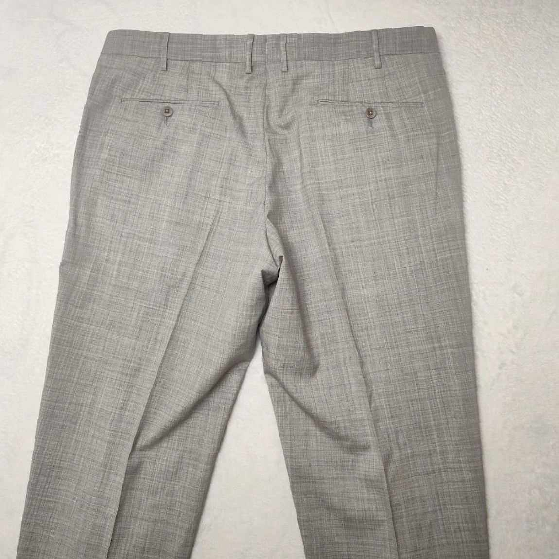Zanella Pants Mens 36x30 Gray Wool Check Dress Flat Front Stretch Parker Italy