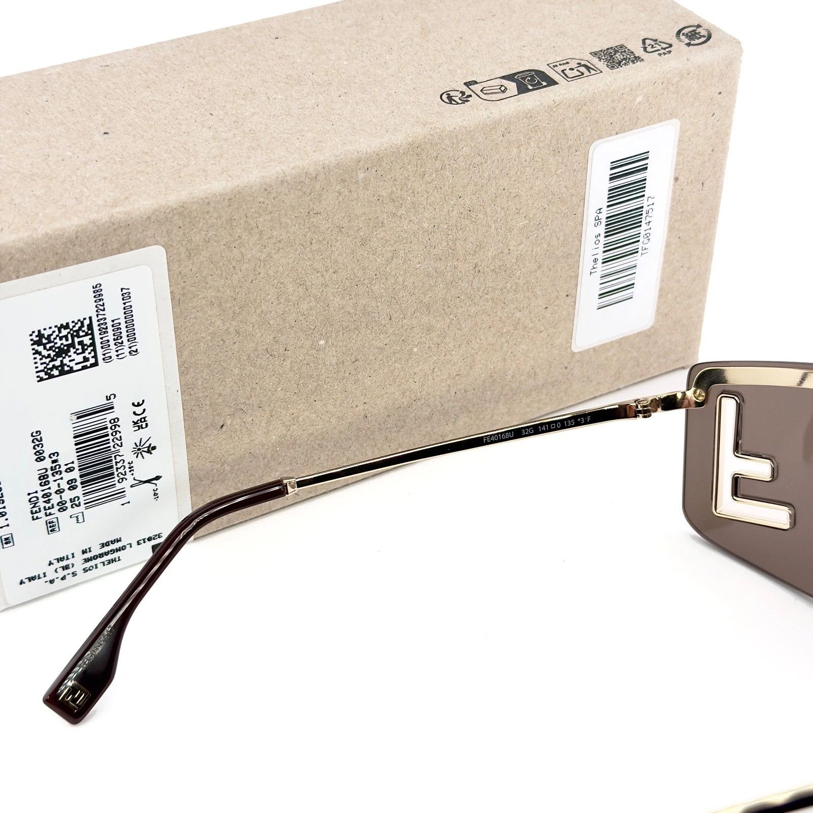Fendi FENDI SPORT FE40168U Brown Gold Unisex Logo Wrap Mask 40168 Size ONE SIZE - 8 Thumbnail