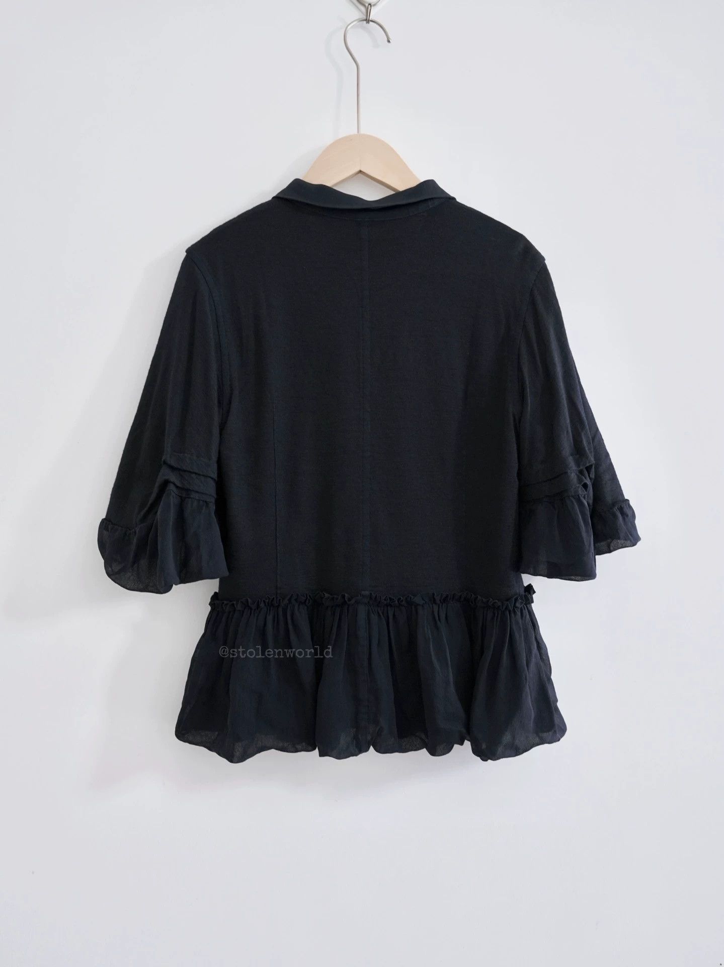 Comme des Garcons Comme des Garçons Navy Lace Trim Bubble Sleeve Blouse M Size M / US 6-8 / IT 42-44 - 8 Thumbnail