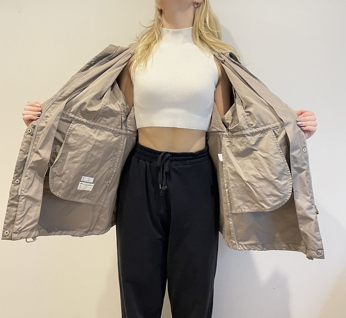 Brunello Cucinelli × Designer Brunello Cucinelli Light Camel Taupe Zip Windbreaker Jacket Size XL / US 12-14 / IT 48-50 - 18 Thumbnail
